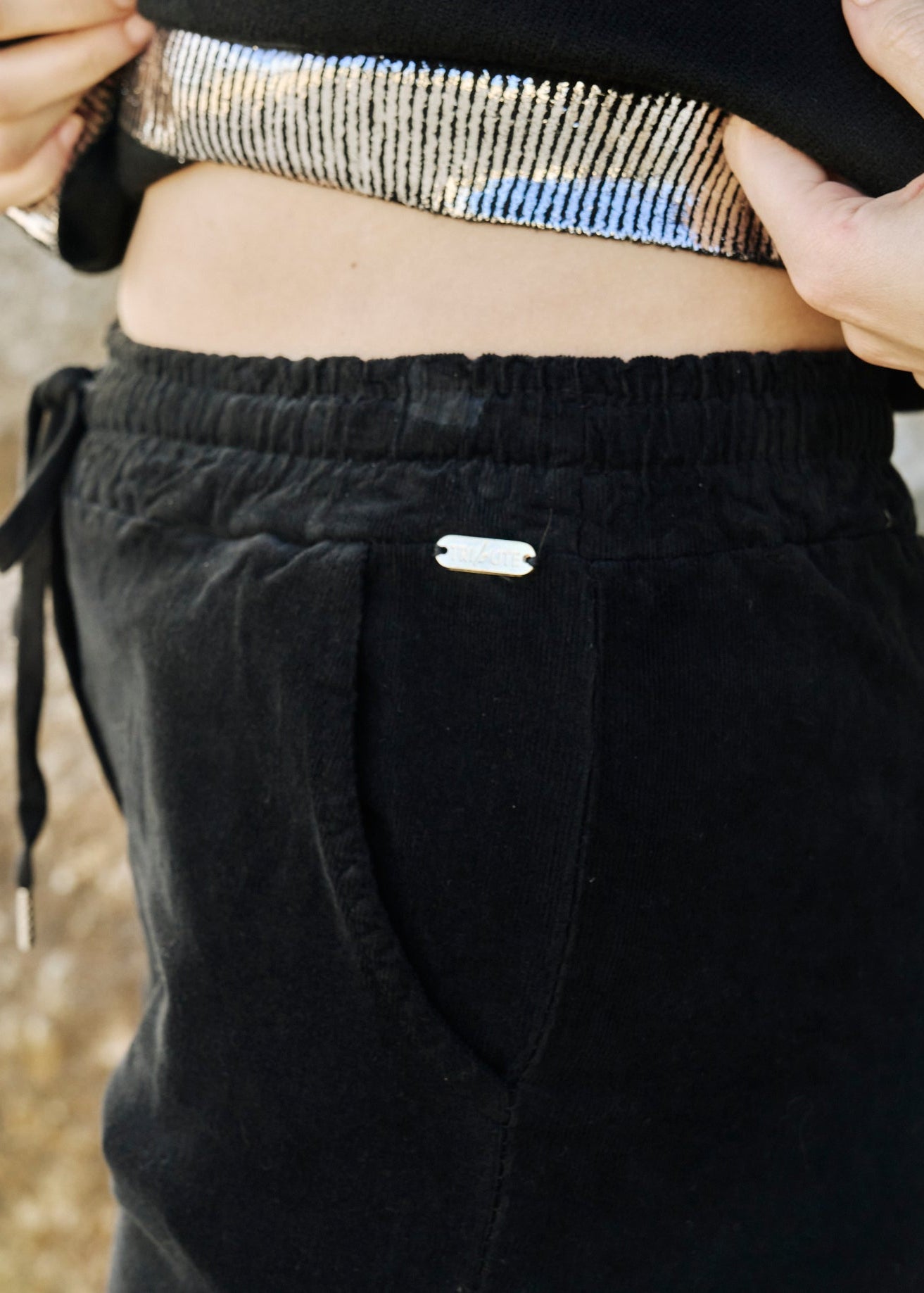 Italian Velour Joggers in Black