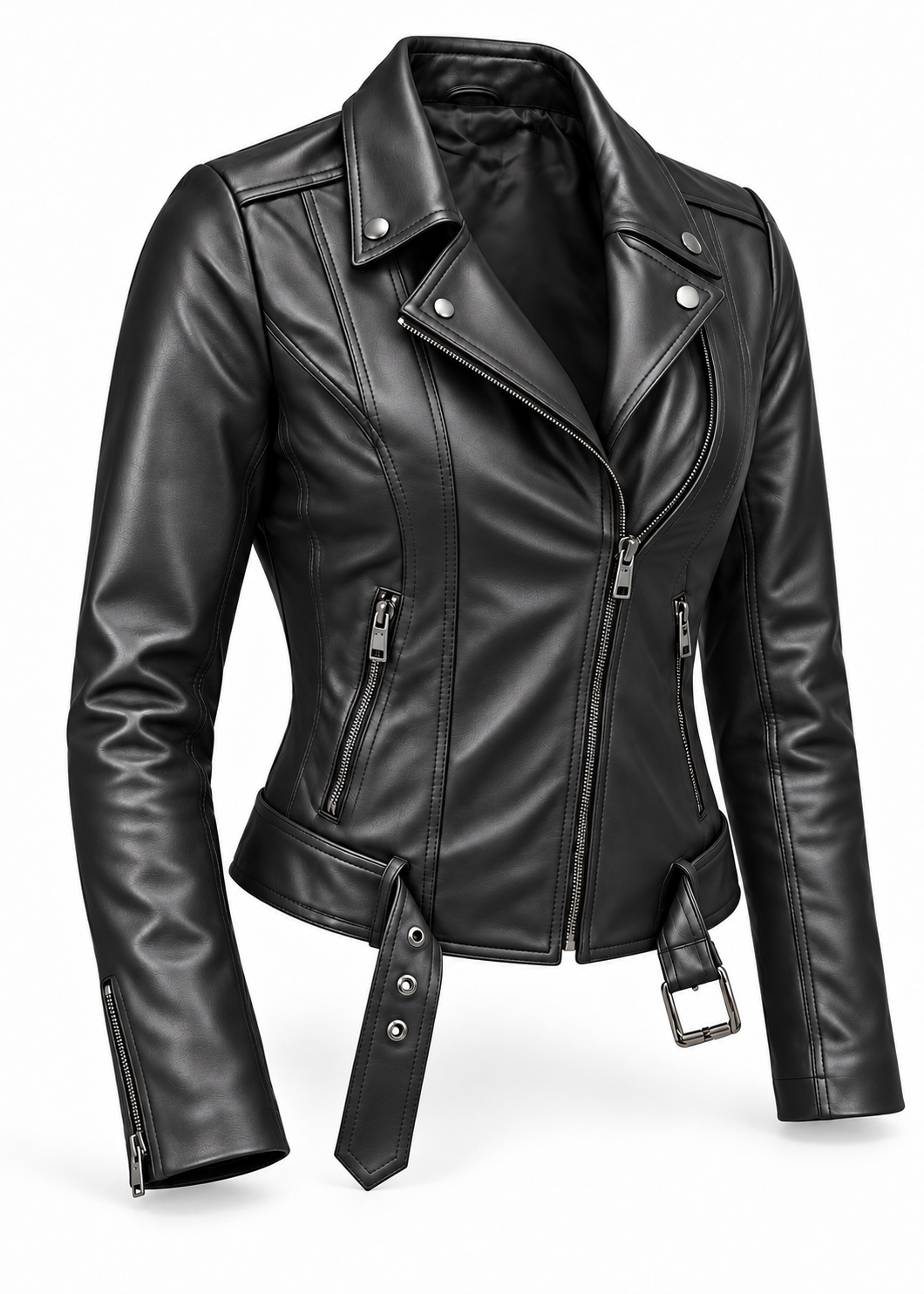 The Accomplice Genuine Lambskin Leather Biker Jacket in Jet Black