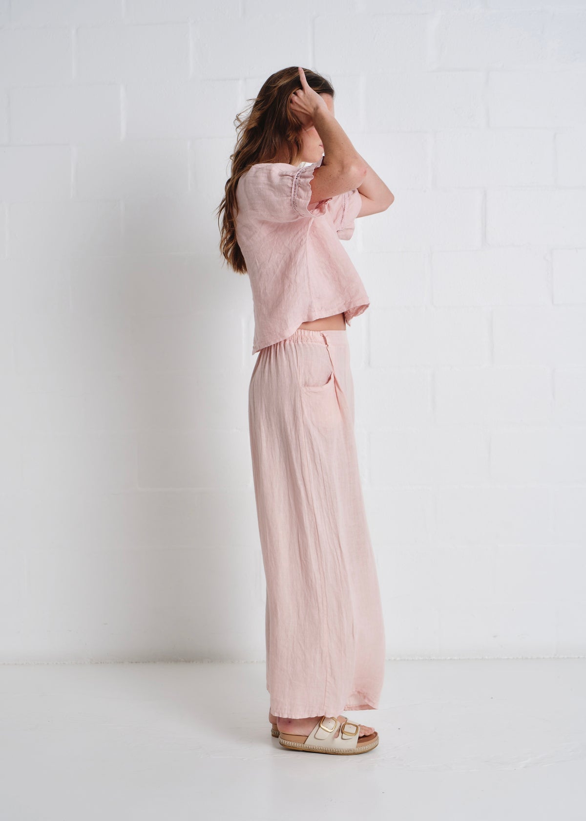 Havana Palazzo Pants With Pockets In Blush