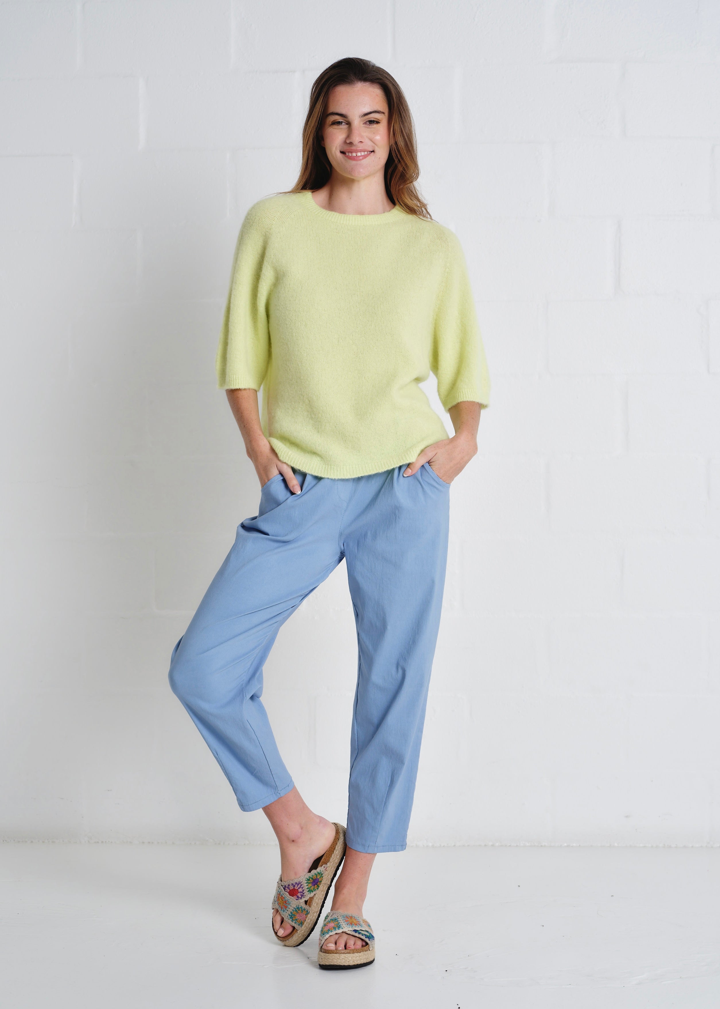 Chamonix SS Round Neck Alpaca Knit In Sunshine Yellow