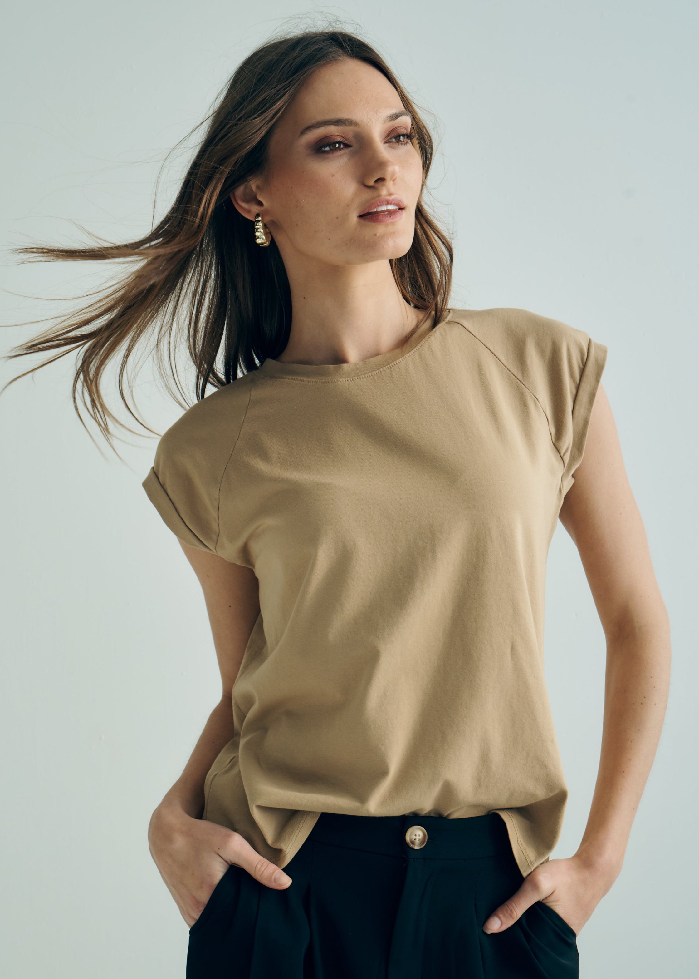 Italian Cotton Tee in Caramel