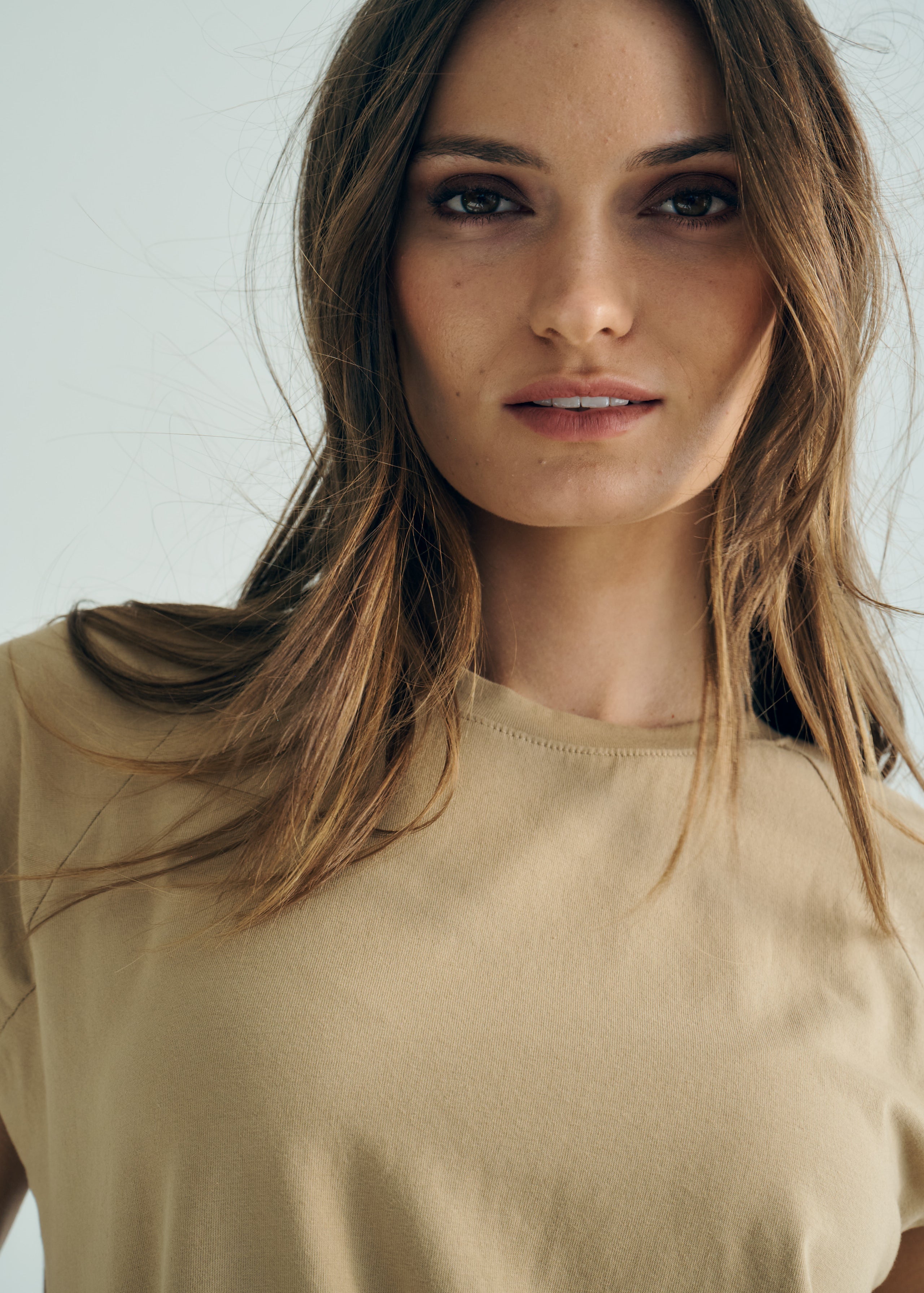 Italian Cotton Tee in Caramel