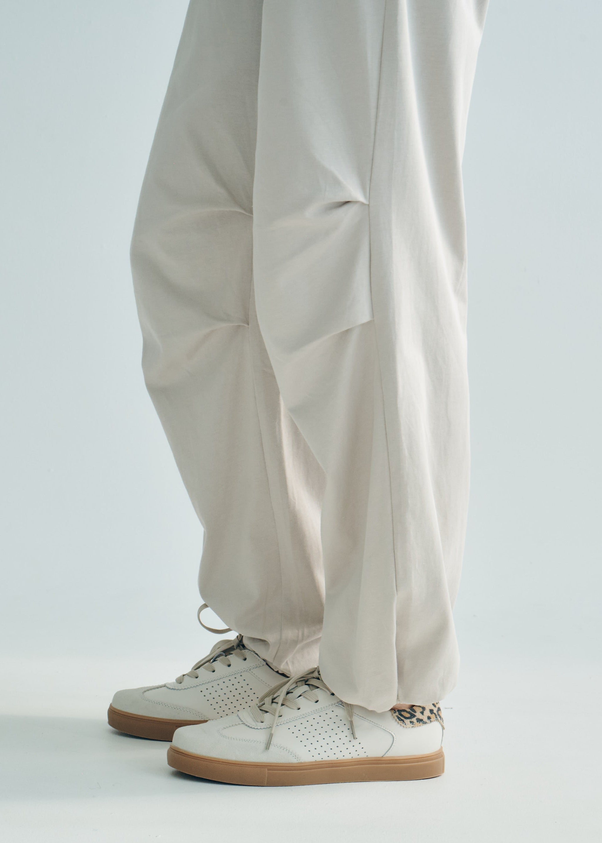 Tokyo Cotton Track Set with Pleated Detail in Beige