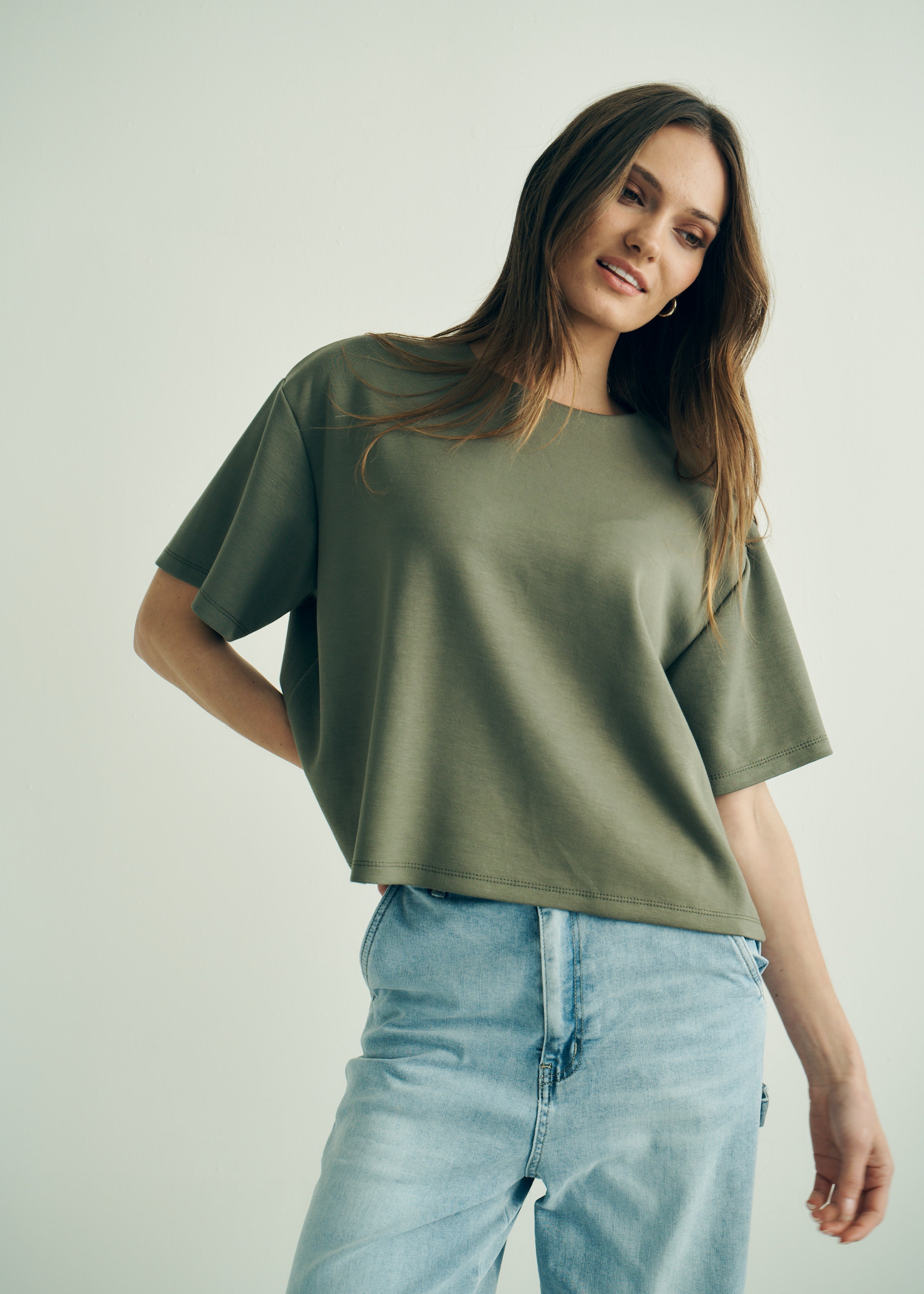 Italian Butter Soft Tee in Khaki