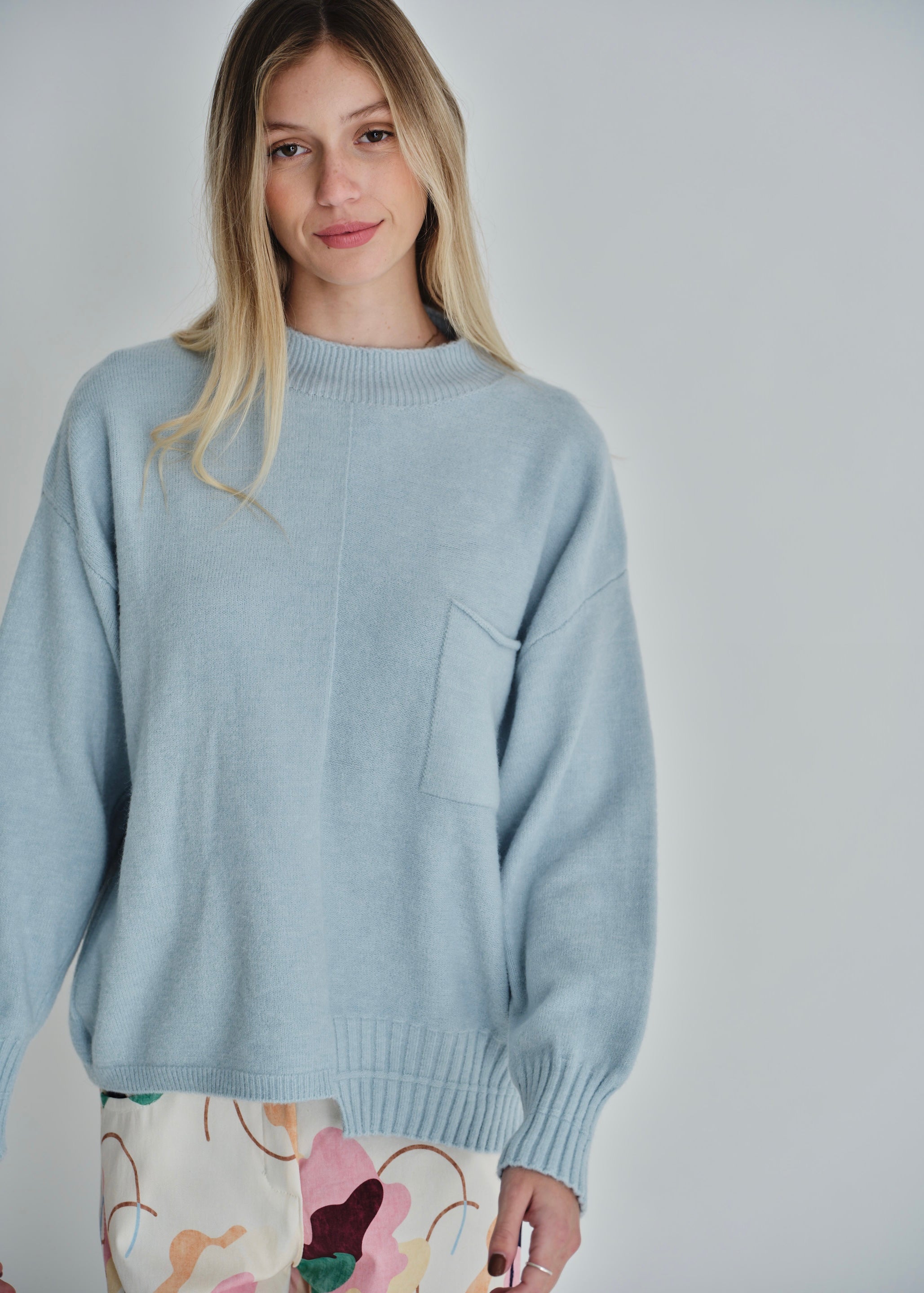 Hollister Boxy Knit In Powder Blue