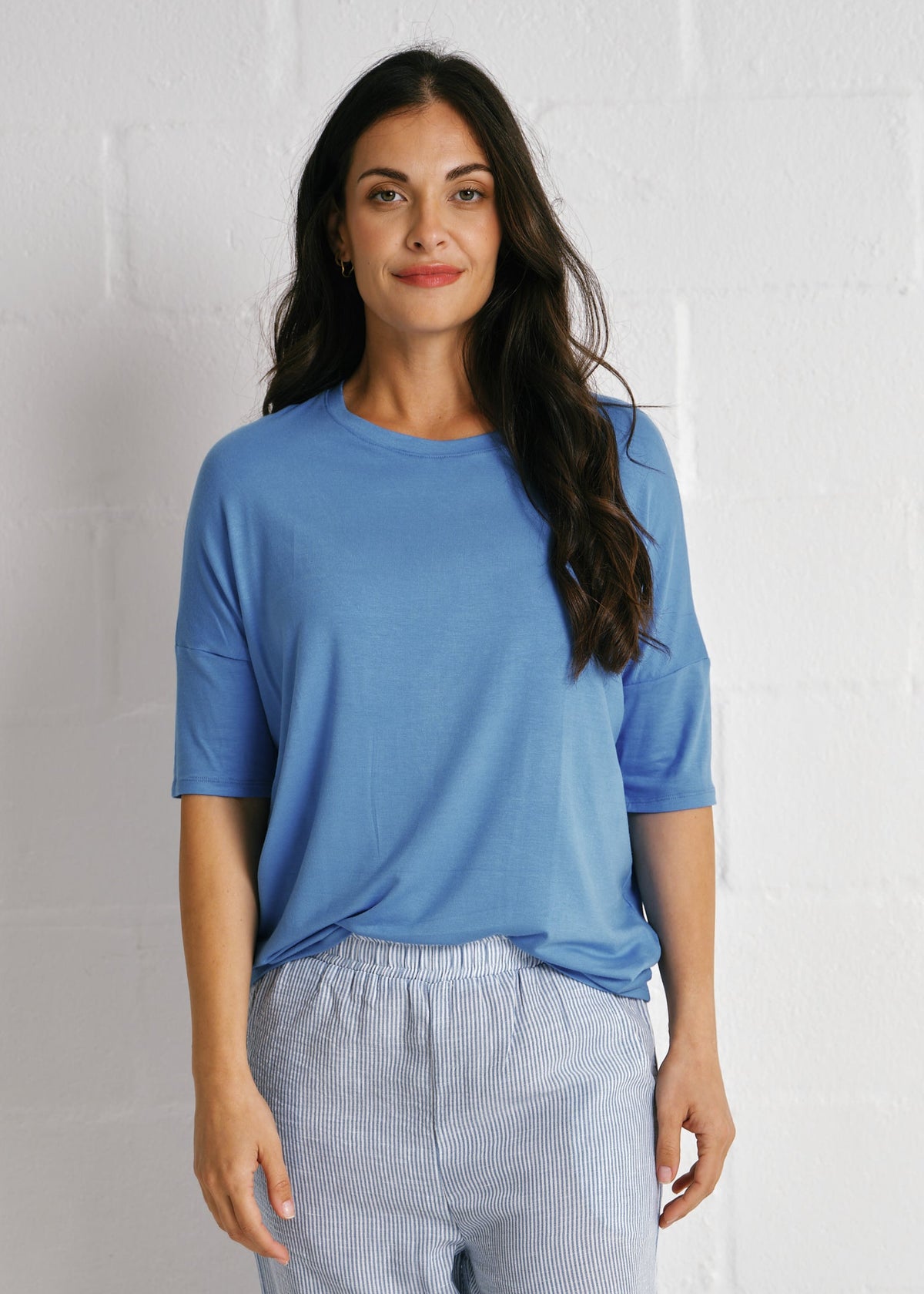 Chloe Classic Tee With Back Seam In Blue