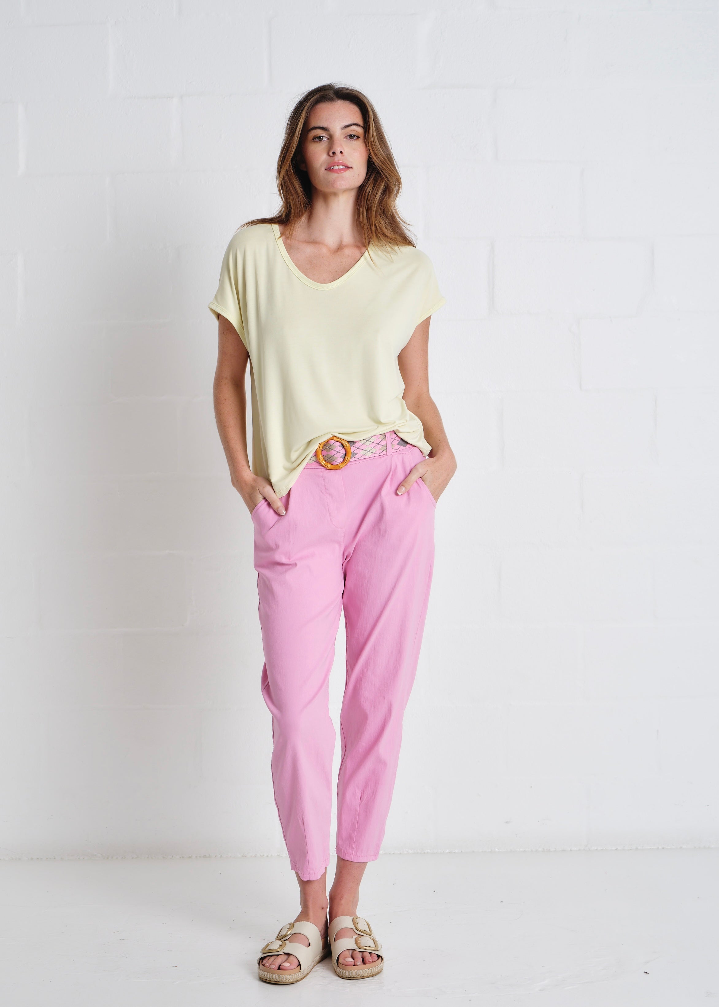 Cocoa Italian Tapered Pants In Sorbet Pink