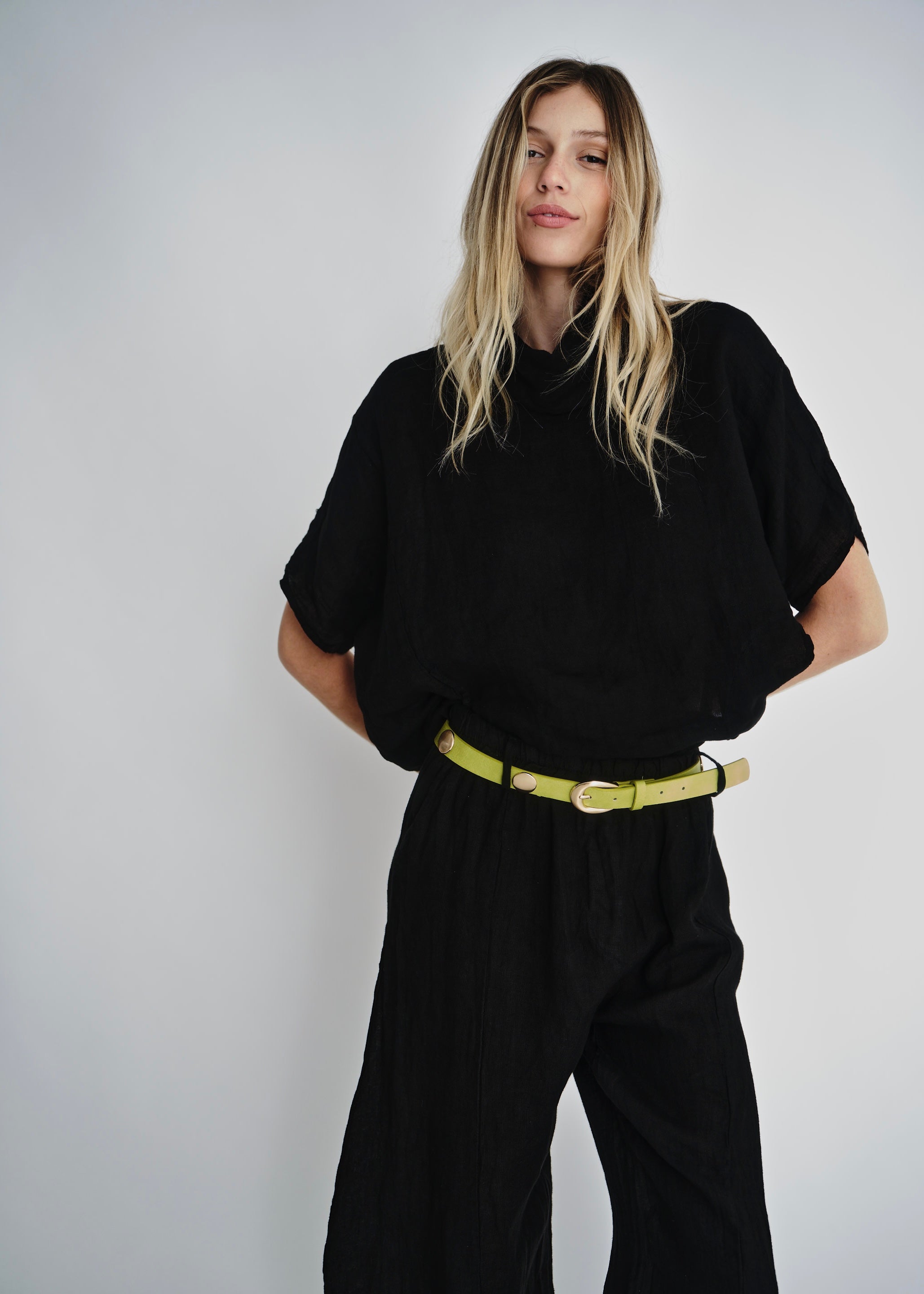 Genuine Leather Belt In Chartreuse