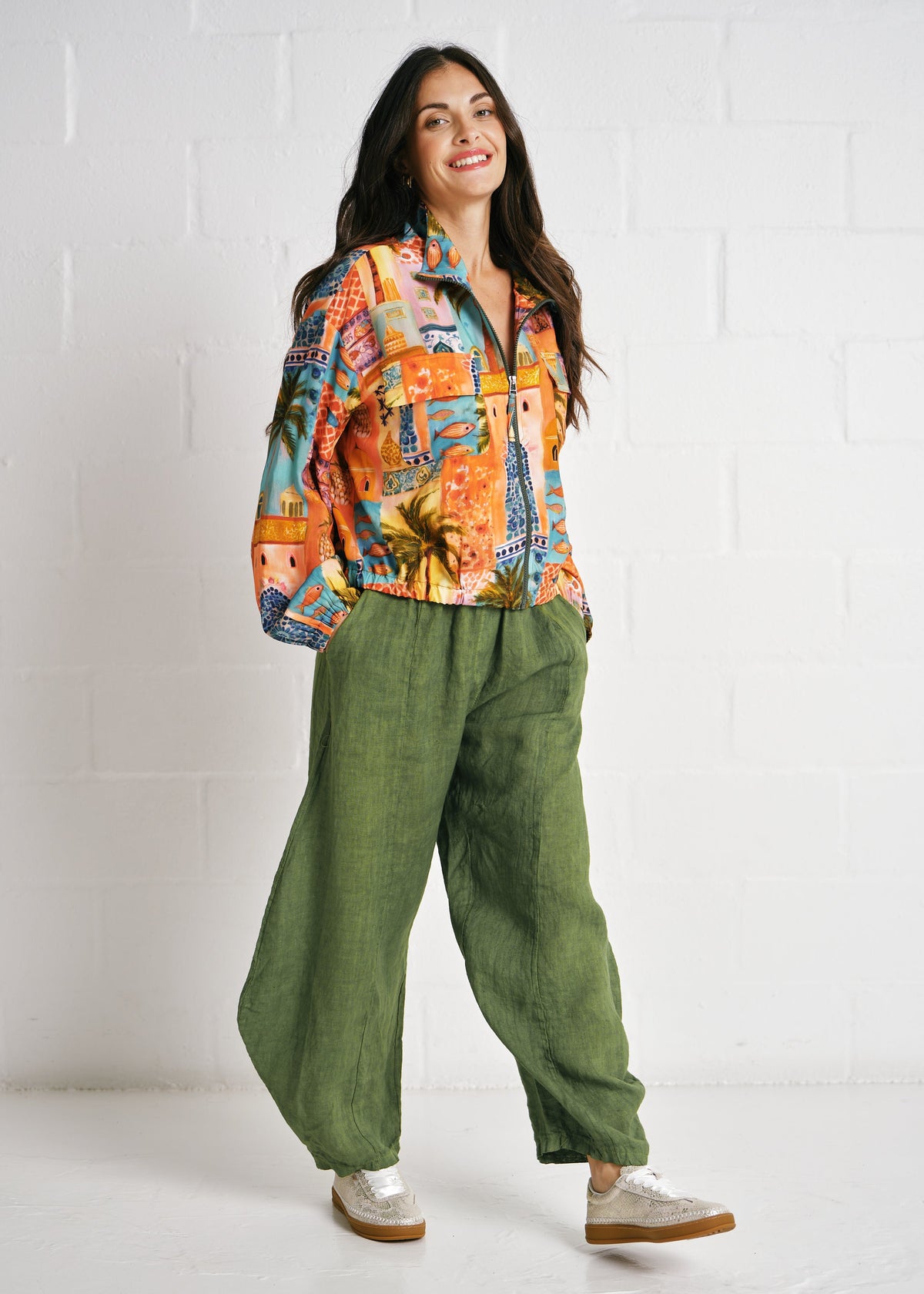 The Brushstroke Bomber Jacket With Palm Print