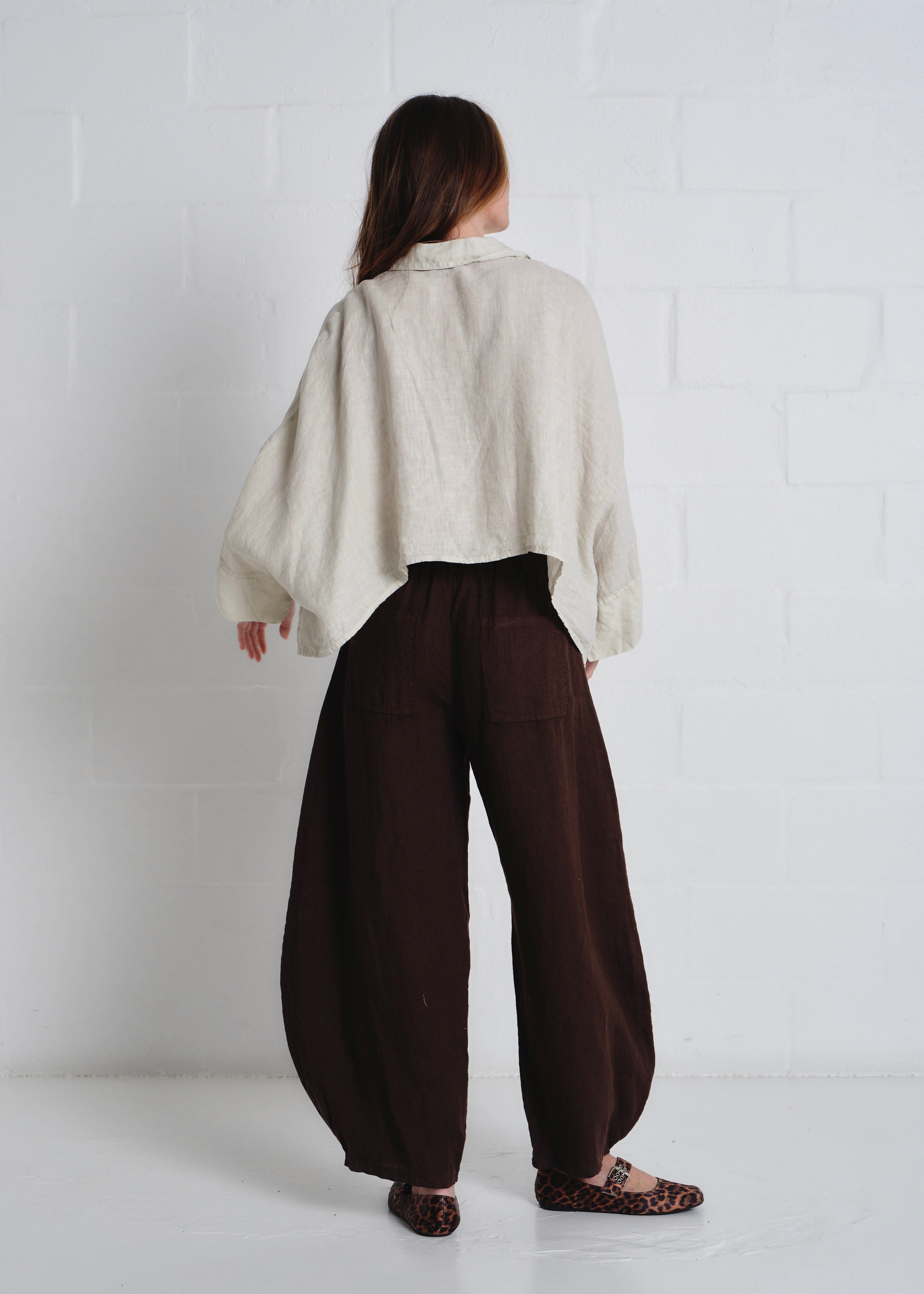 Lucca Italian Linen Batwing Shirt in Beige
