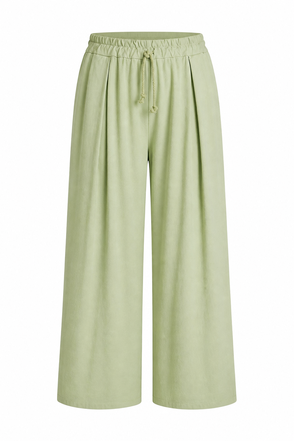 Calabria Wide-Leg Cotton Pants In Apple Green