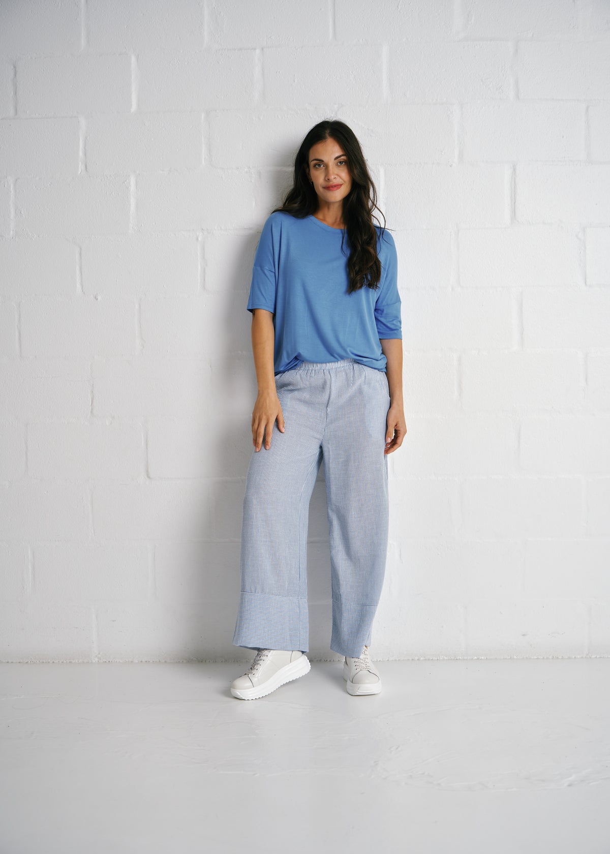 Chloe Classic Tee With Back Seam In Blue