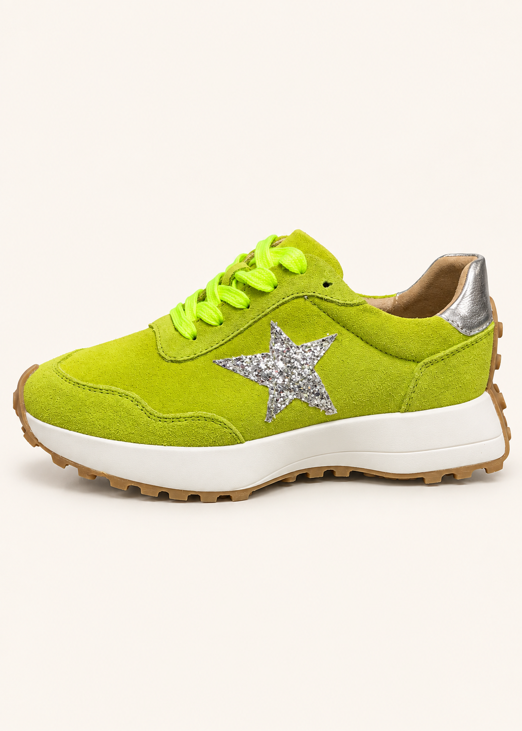 Julz Hunter Leather Sneaker In Lime