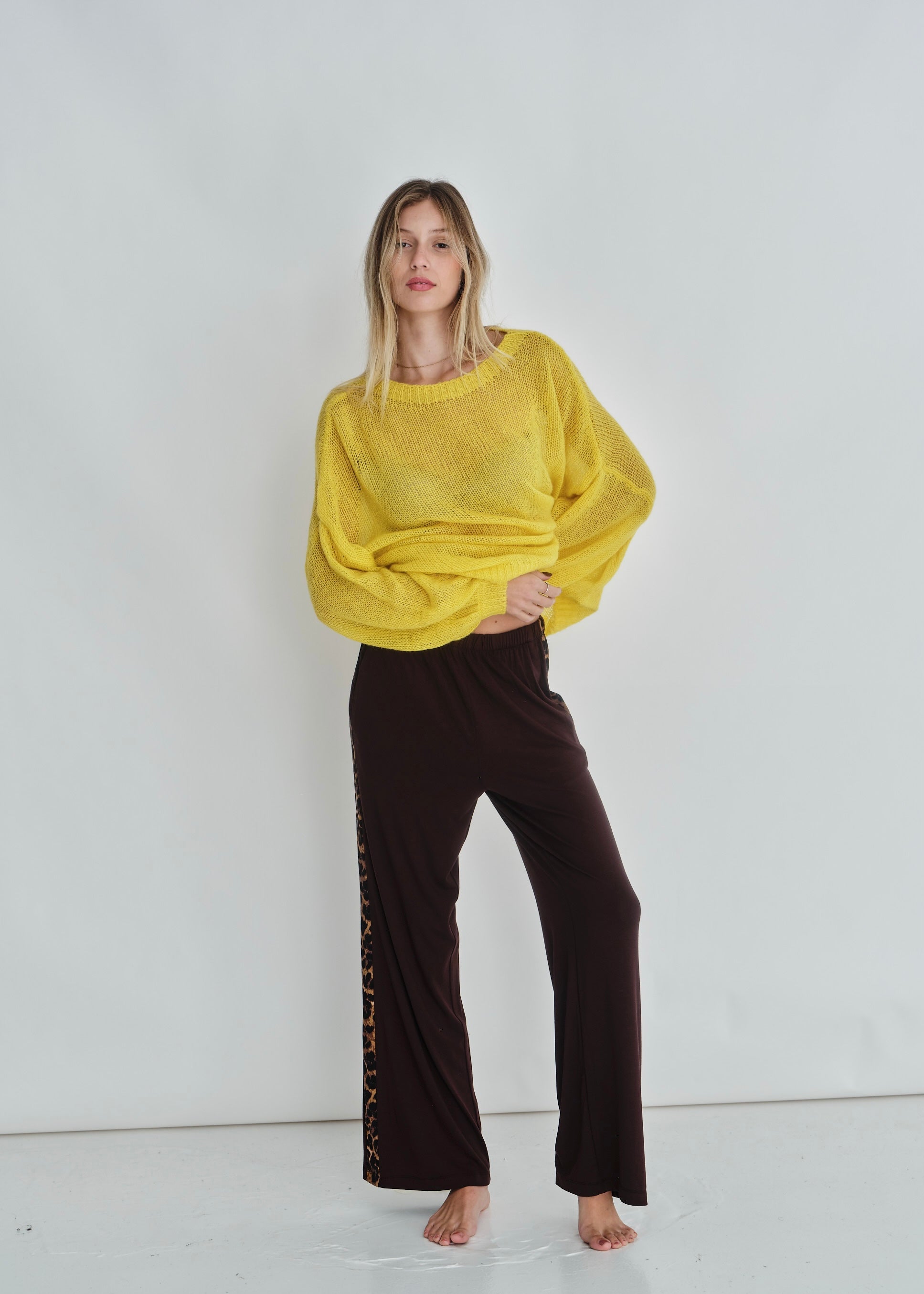 Rio Sheer Knit Sweater In Yellow