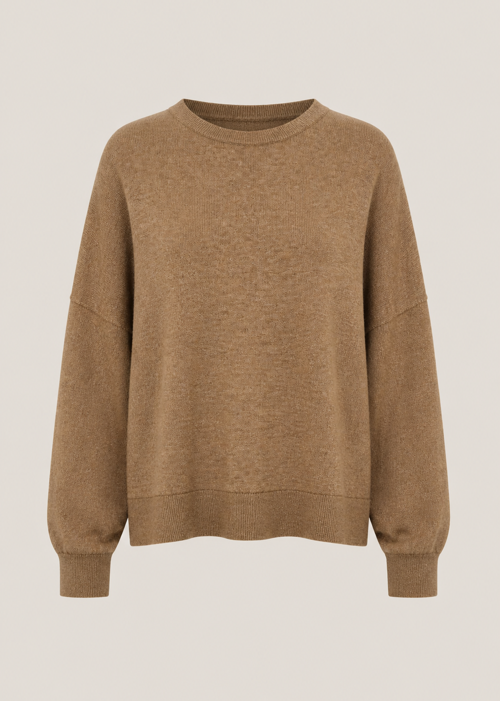 Classic Lurex Crew Neck Knit In Caramel