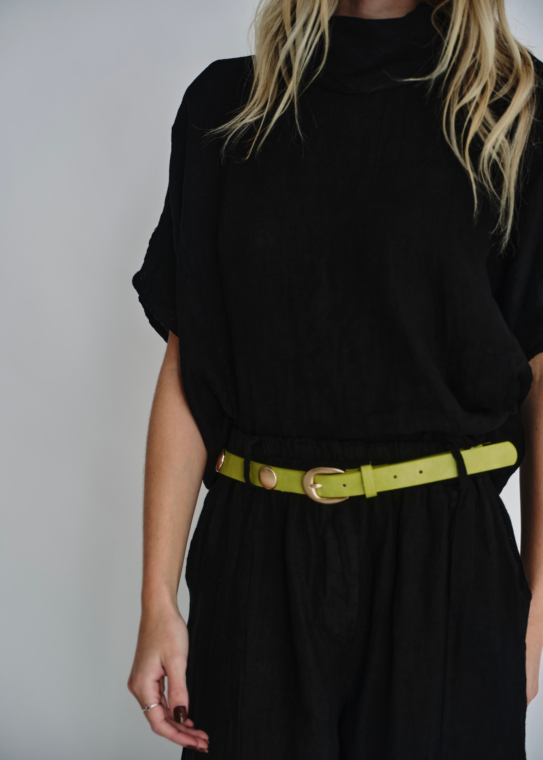Genuine Leather Belt In Chartreuse