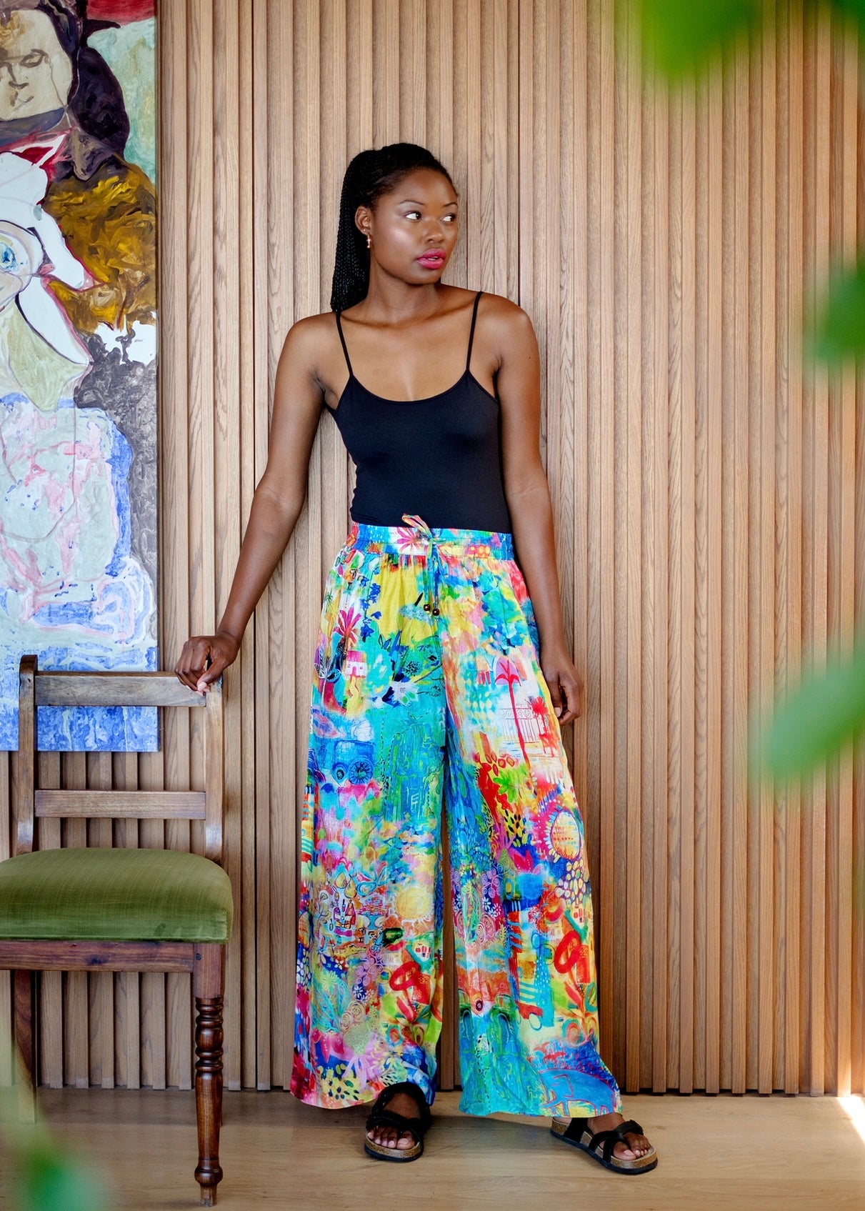 Palazzo Pants In Yellow Kaleidoscope