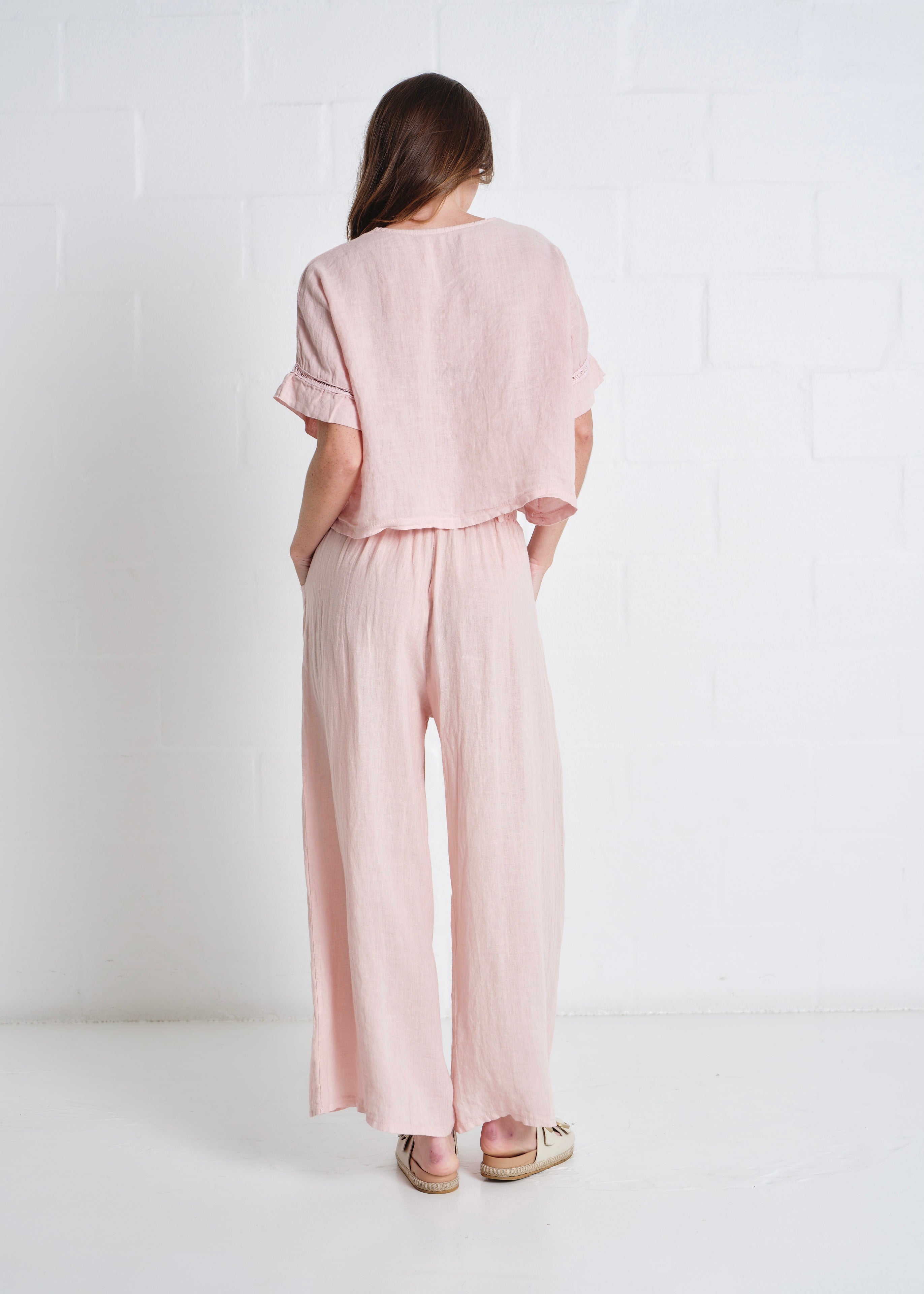 Havana Palazzo Pants With Pockets In Blush