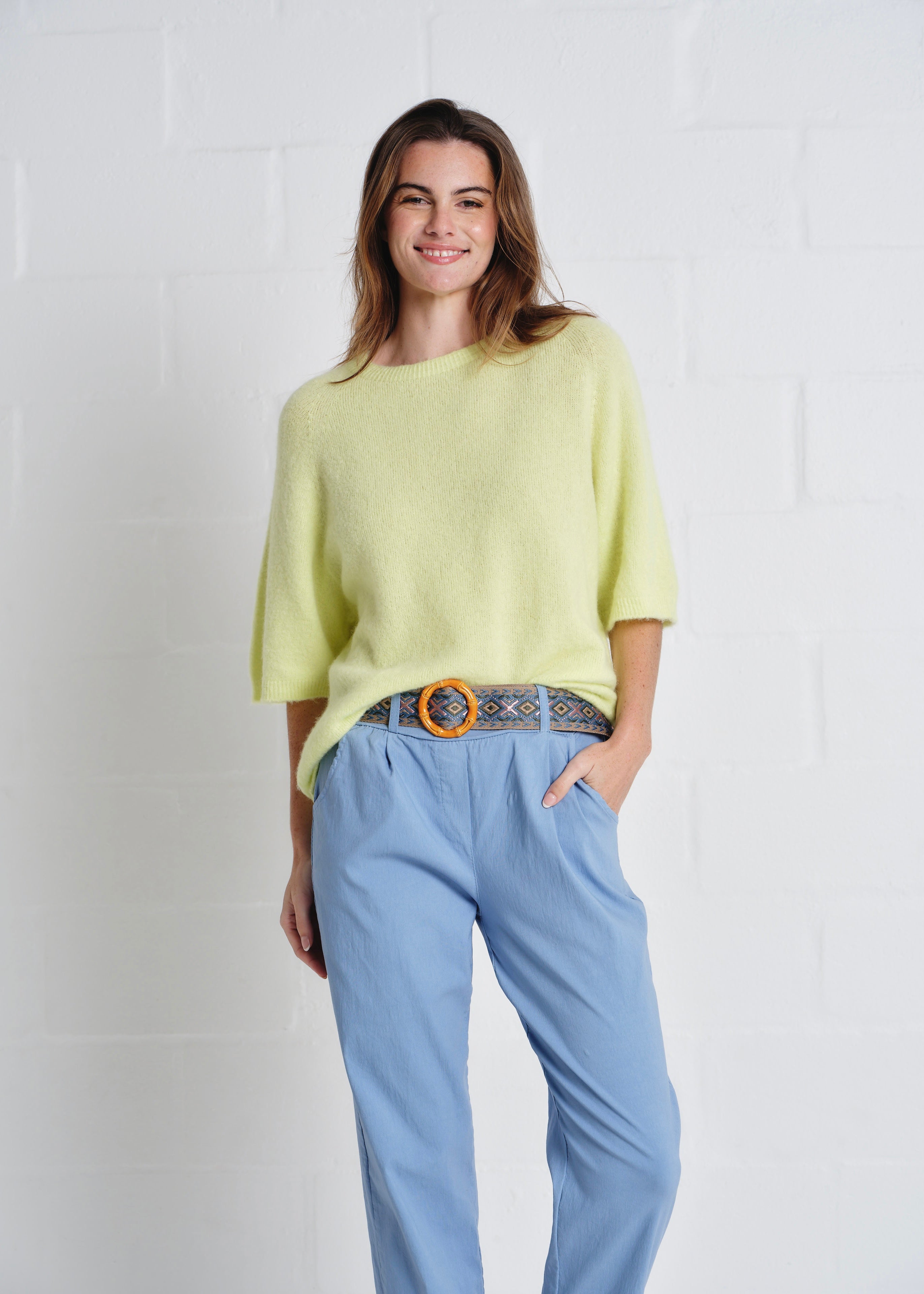 Chamonix SS Round Neck Alpaca Knit In Sunshine Yellow