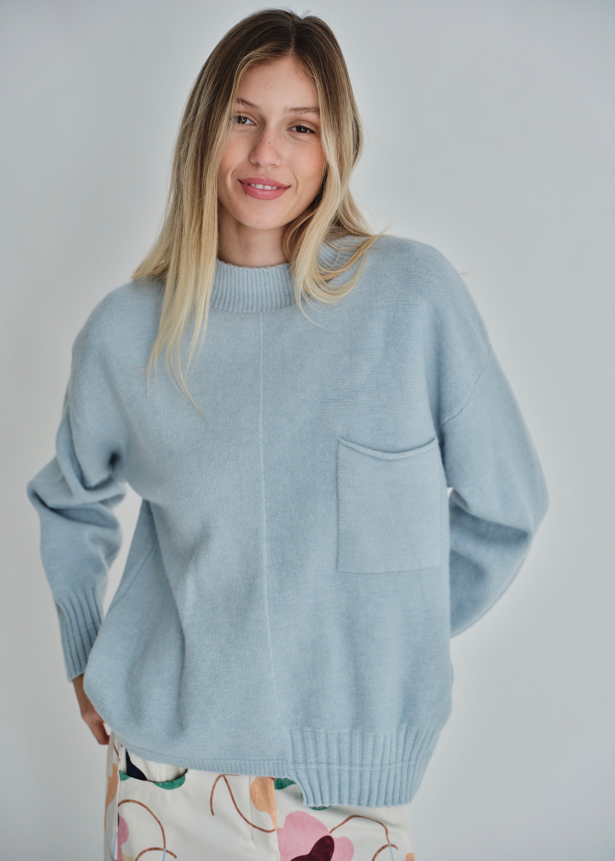 Hollister Boxy Knit In Powder Blue