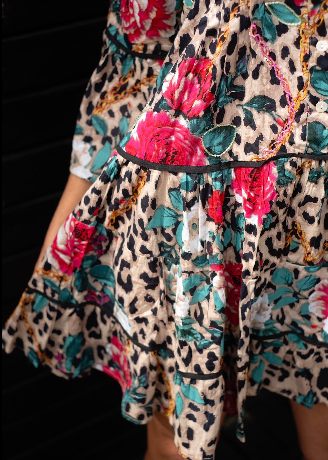 La Rosa Leopard Tiered Mini Dress