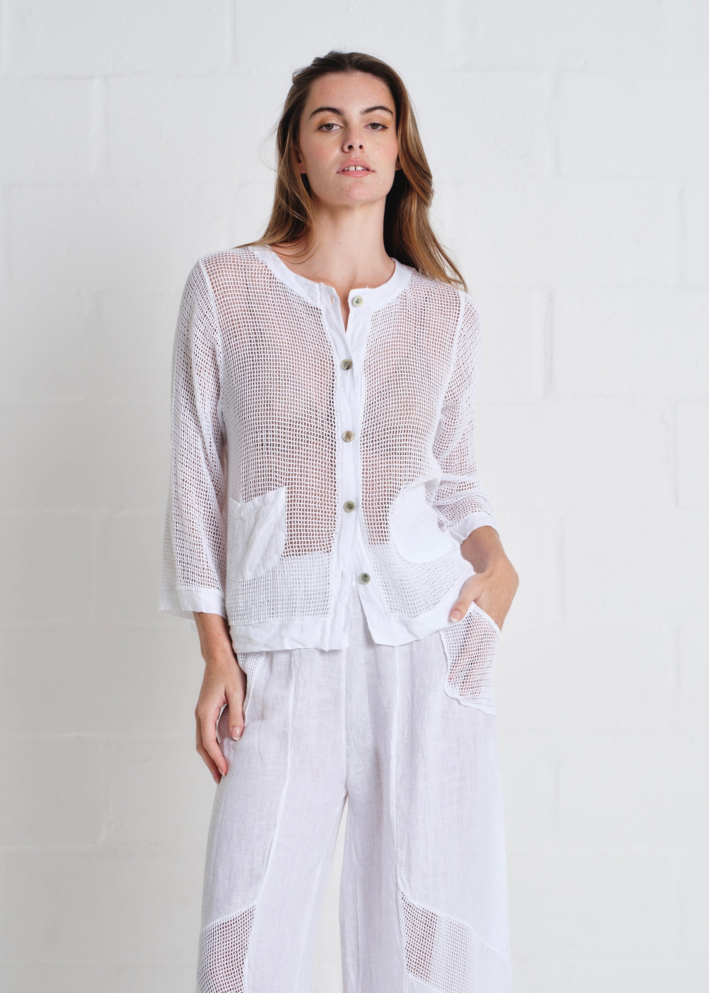Antibes Crochet Cardigan In White