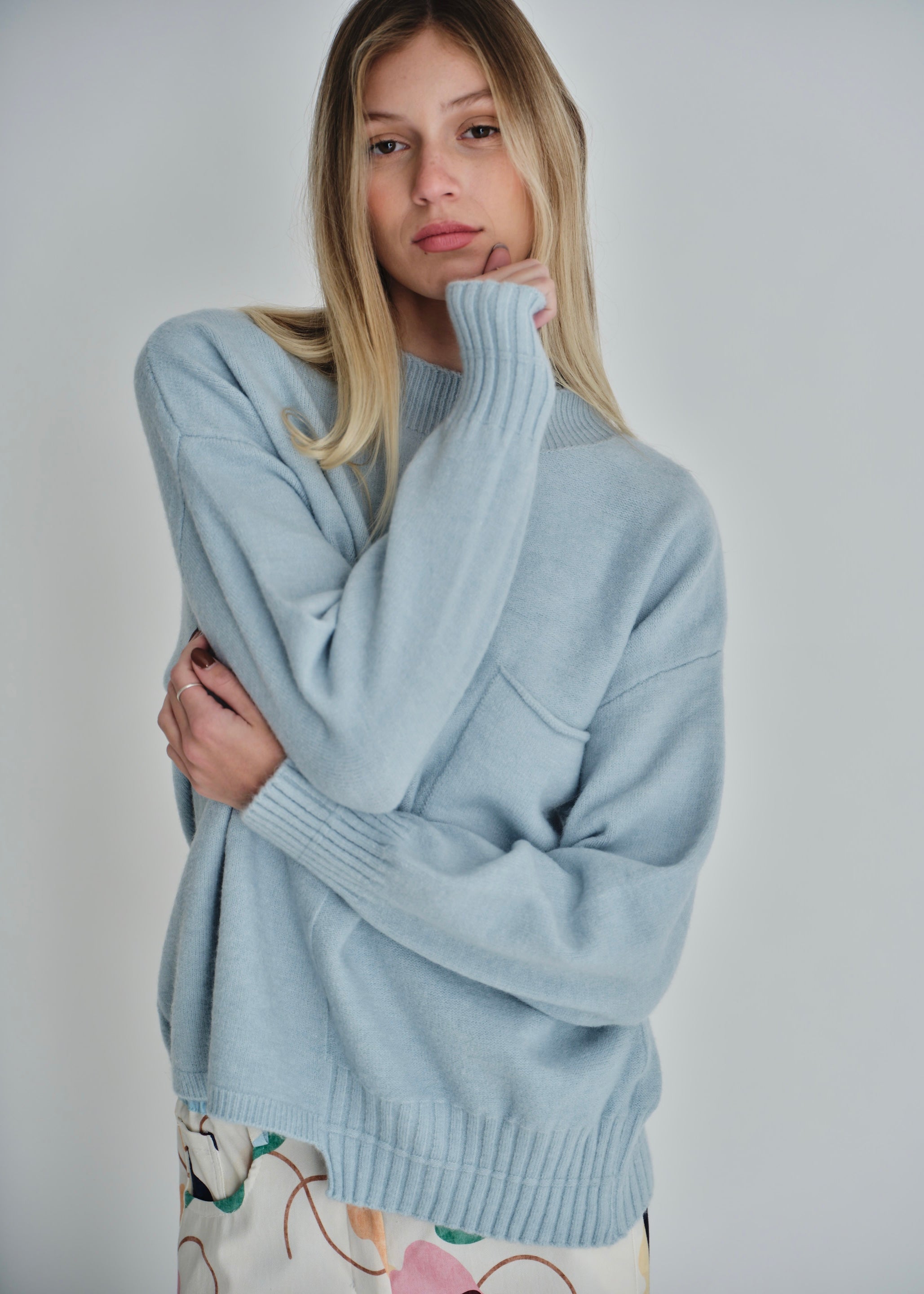 Hollister Boxy Knit In Powder Blue