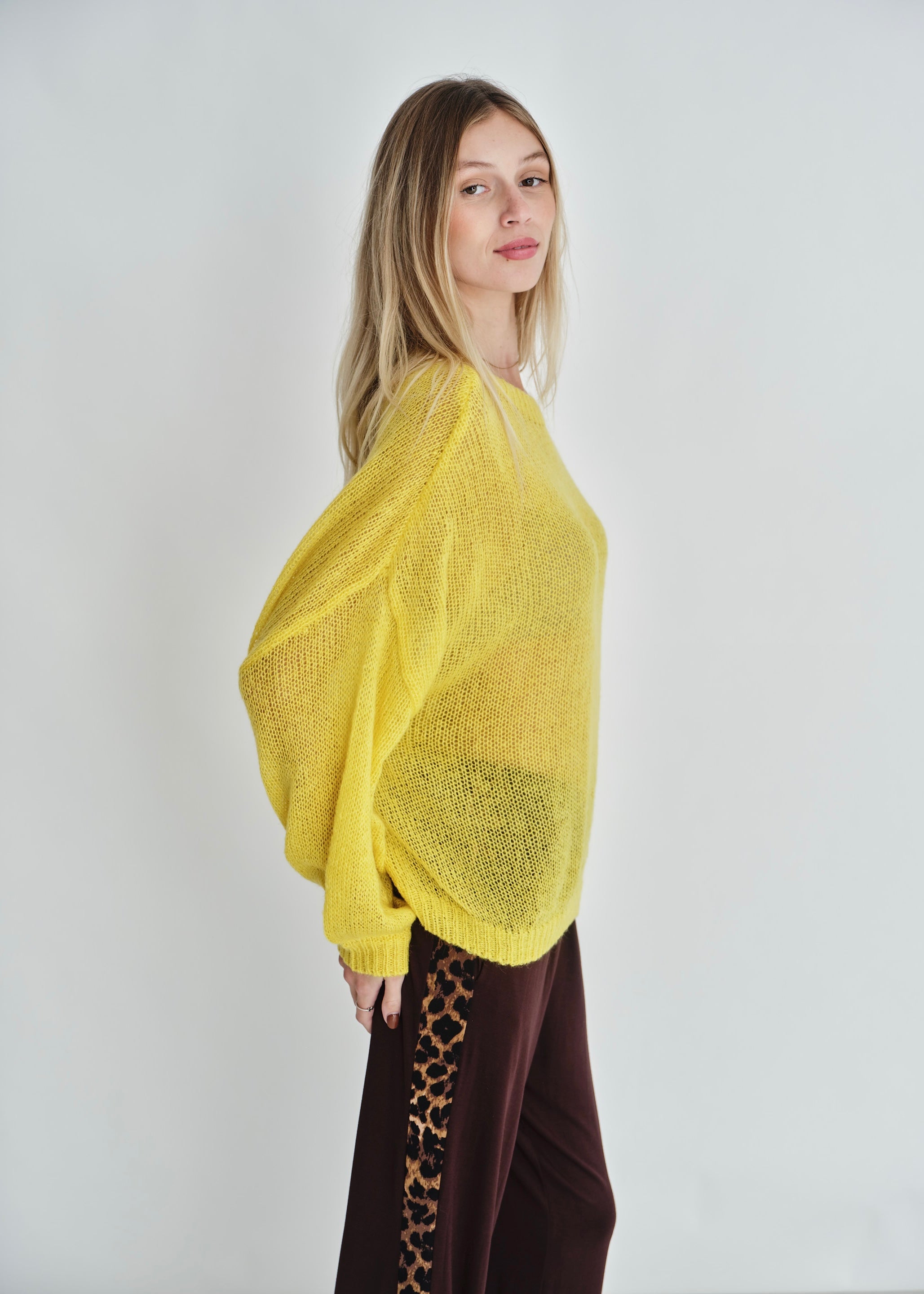Rio Sheer Knit Sweater In Yellow