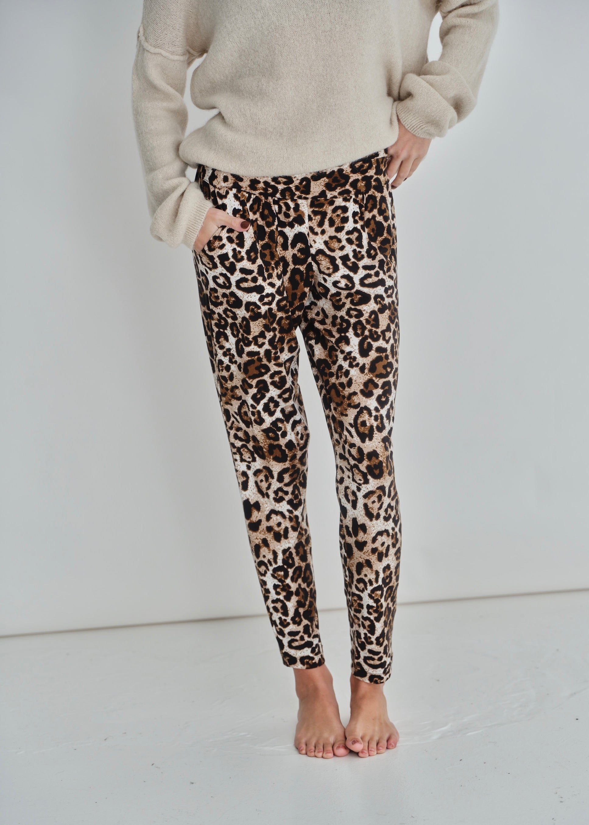 Classic Front Pleat Lounge Pants in Animal Print