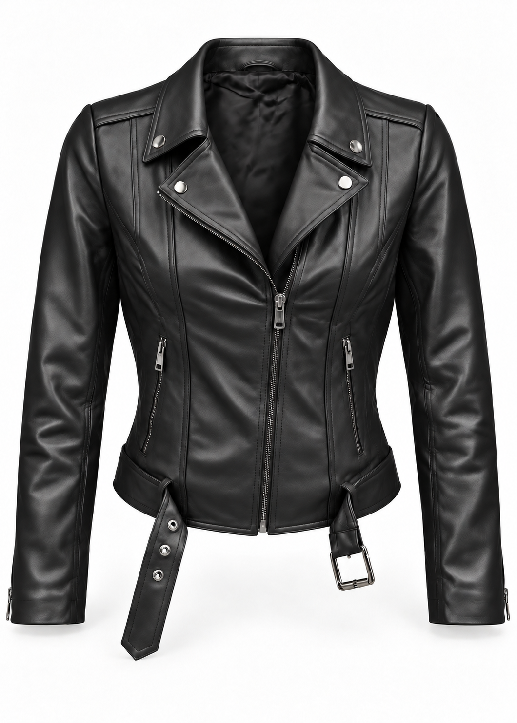 The Accomplice Genuine Lambskin Leather Biker Jacket in Jet Black
