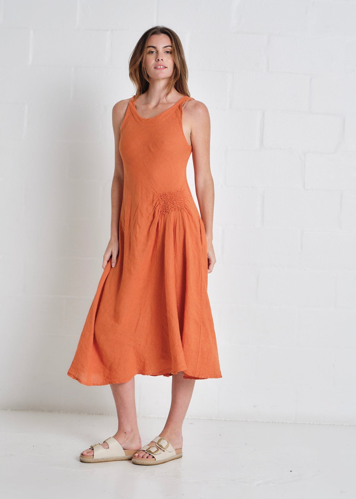 Livorno Sleeveless Maxi Dress In Rust