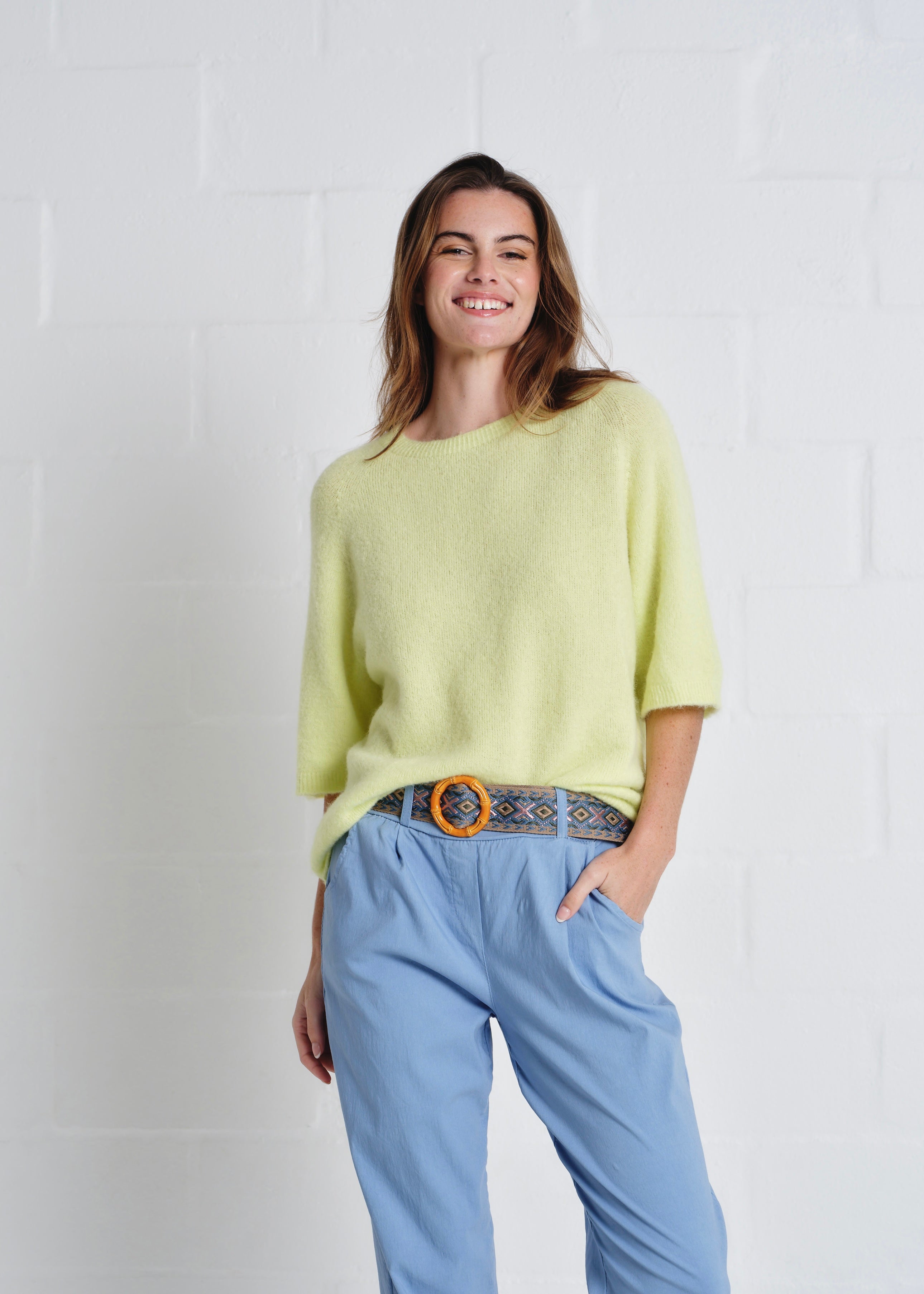 Chamonix SS Round Neck Alpaca Knit In Sunshine Yellow