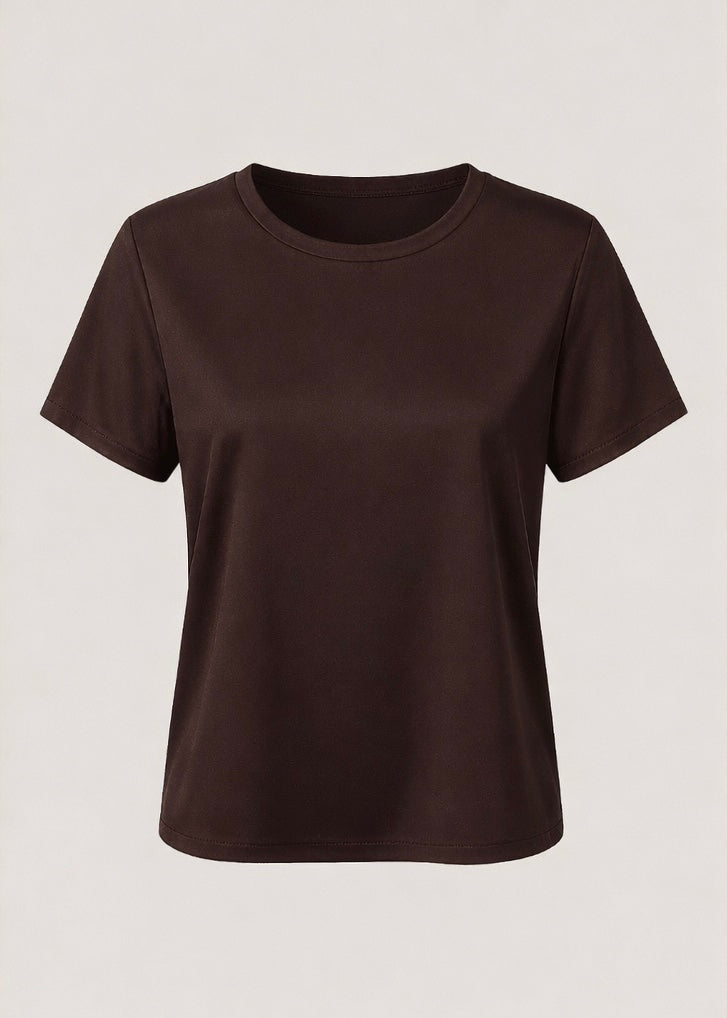 Capri Italian Silk Blend Tee in Chocolate