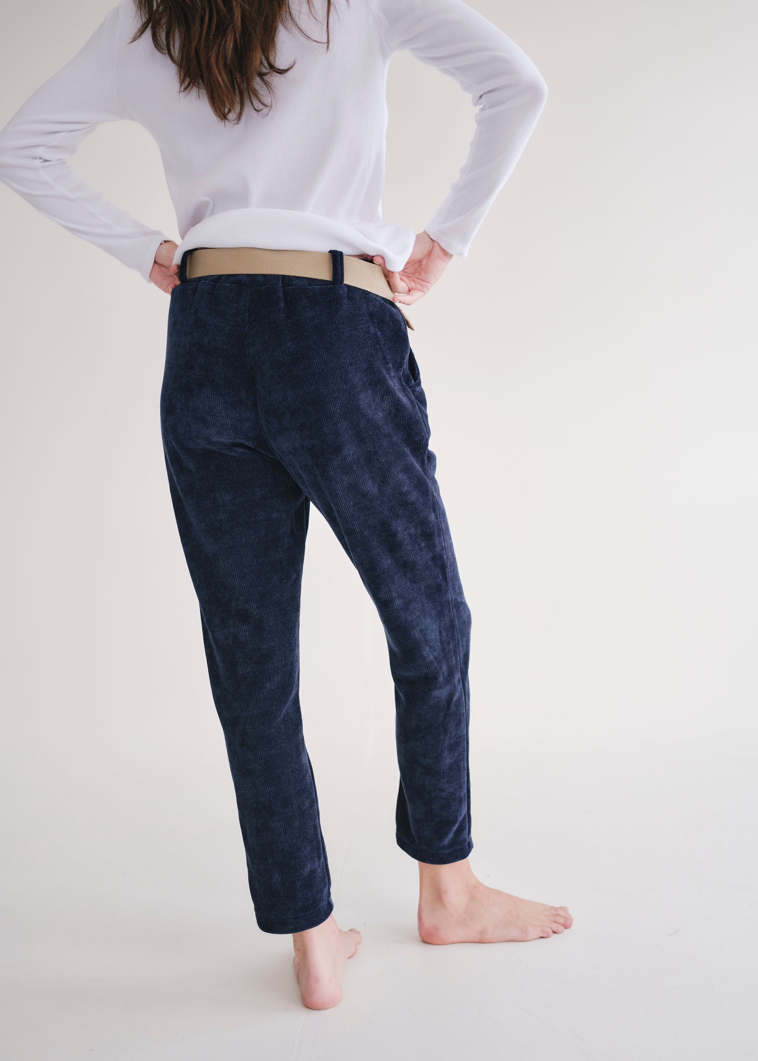 Italian Velour Joggers In Marine Blue