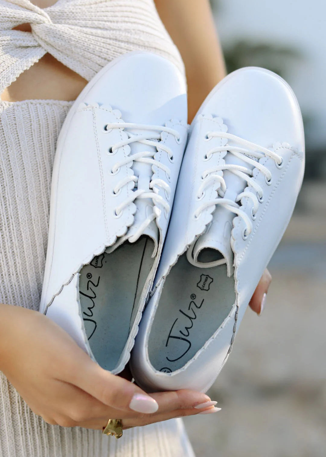 Chloe Leather Sneakers In White