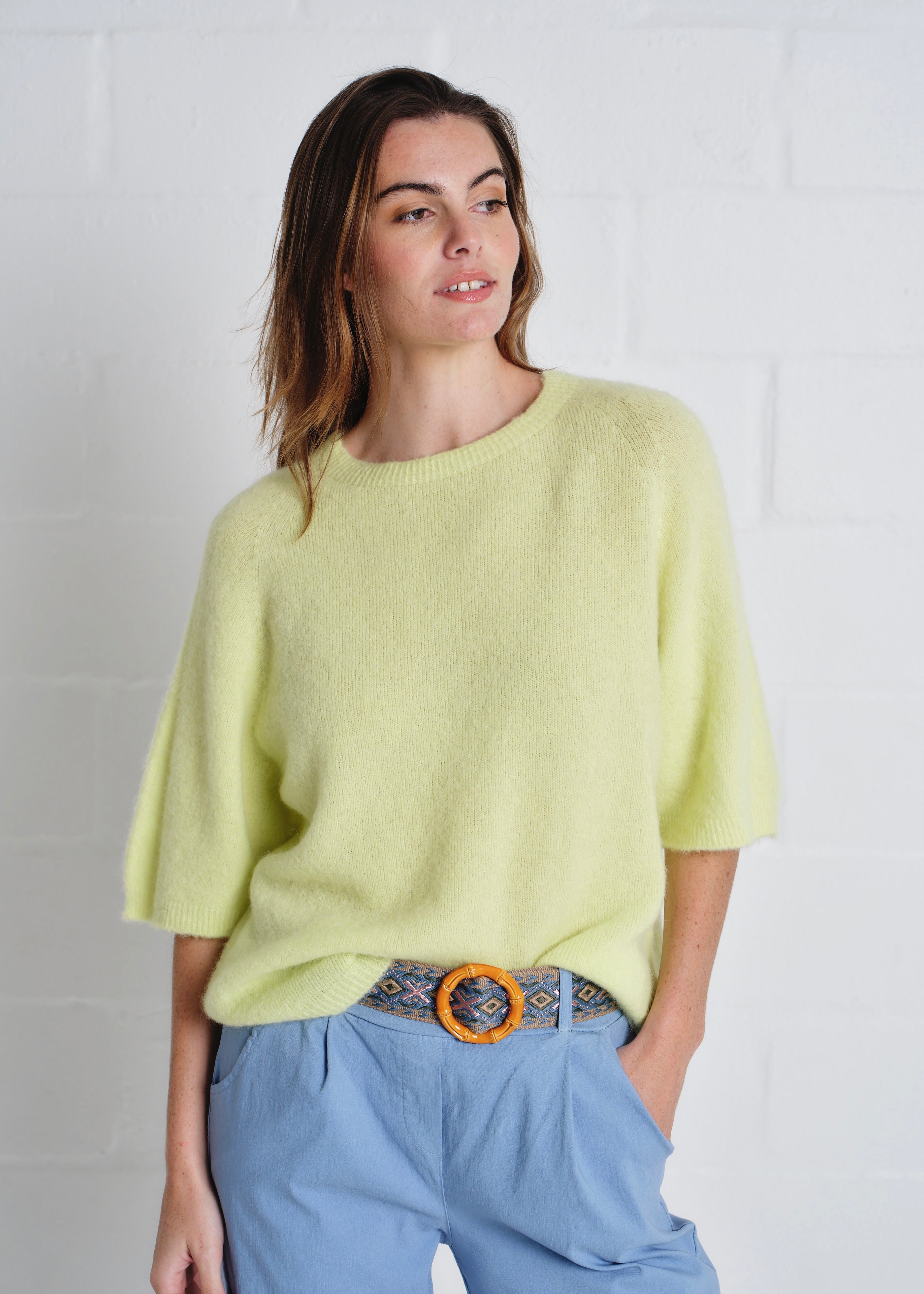 Chamonix SS Round Neck Alpaca Knit In Sunshine Yellow