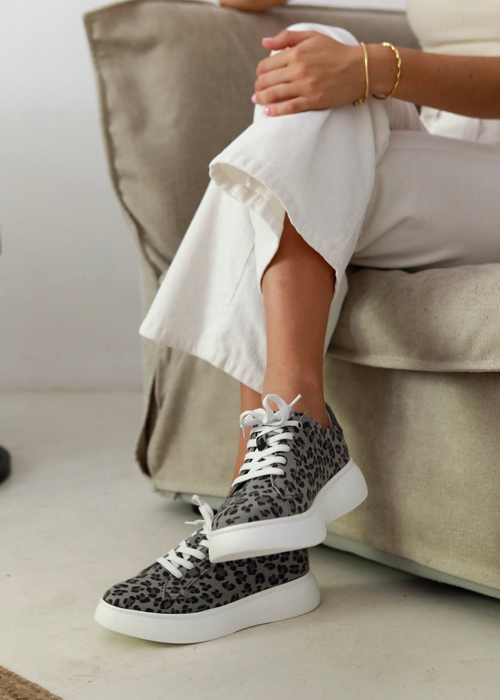 Bayley Leather Sneaker In Dark Leopard Print