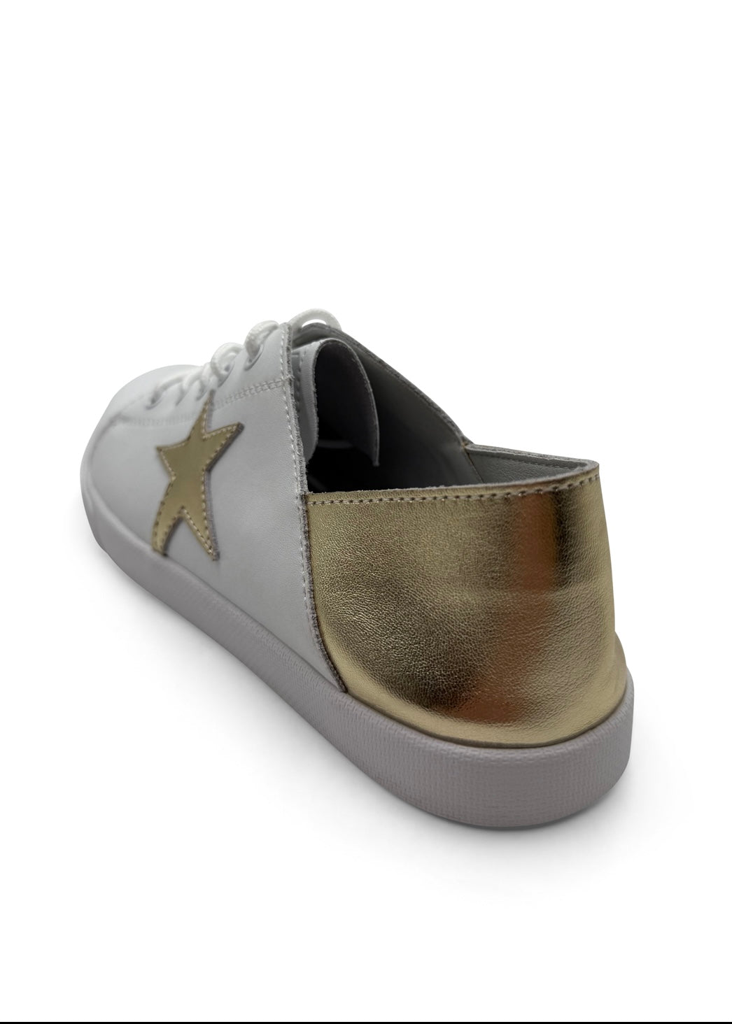 Vicki Leather Sneaker With Gold Star in White