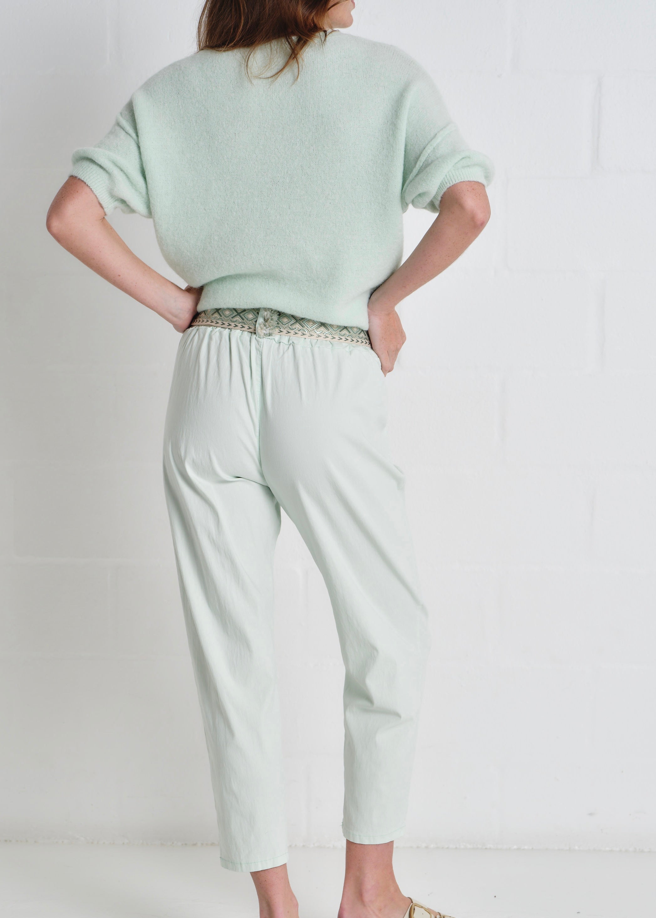 Cocoa Italian Tapered Pants In Mint