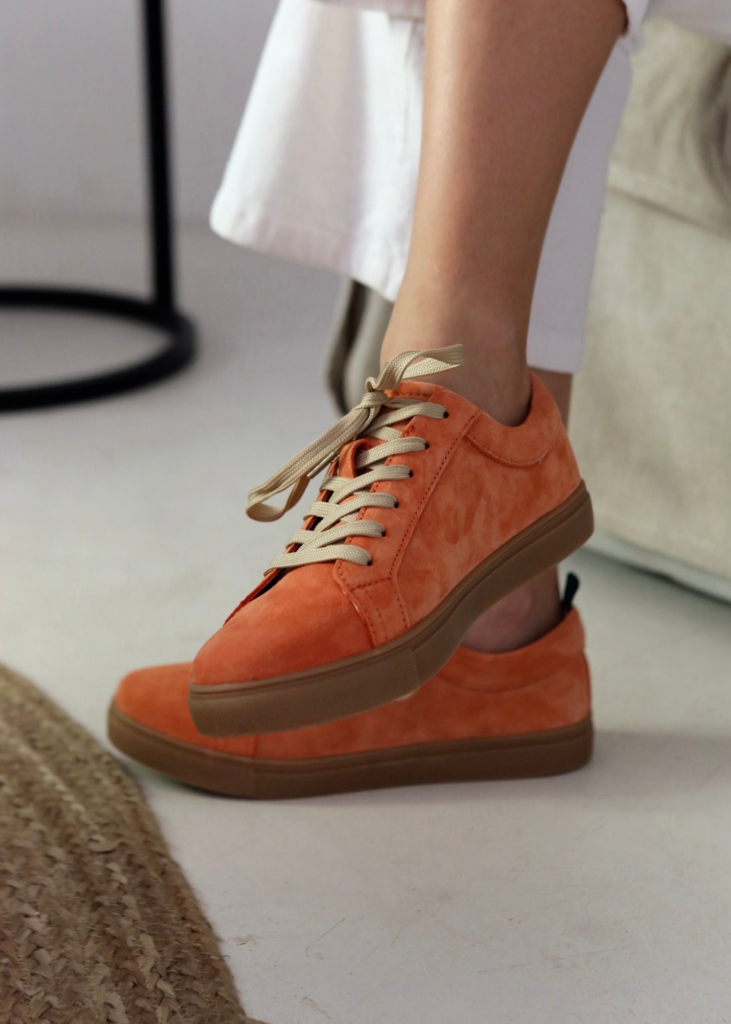 Yasmin Leather Sneaker In Orange