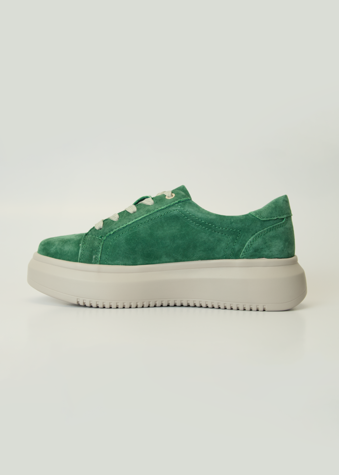 Lyra Leather Platform Sneaker In Bottle Green