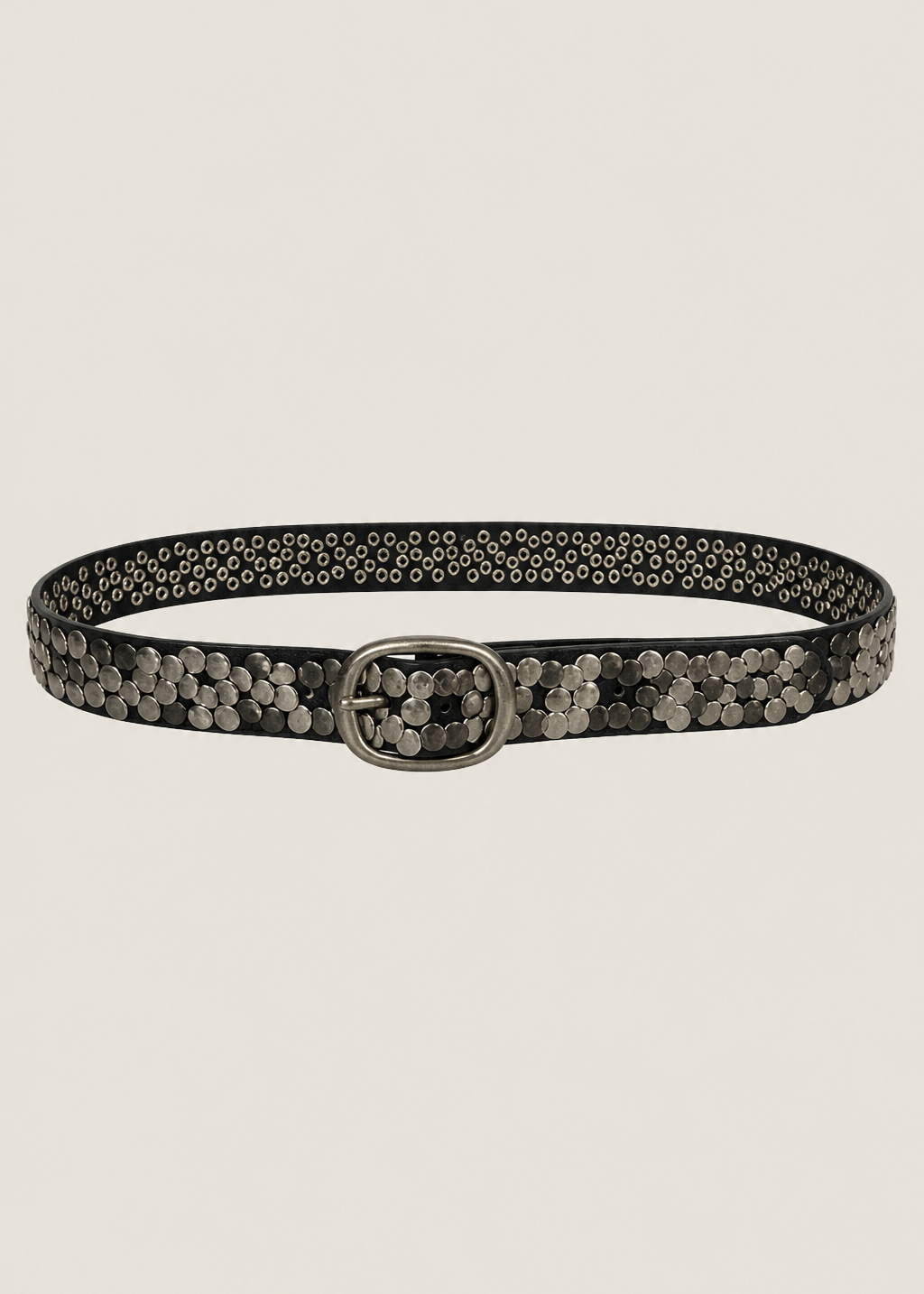 Genuine Leather Studded Belt In Black