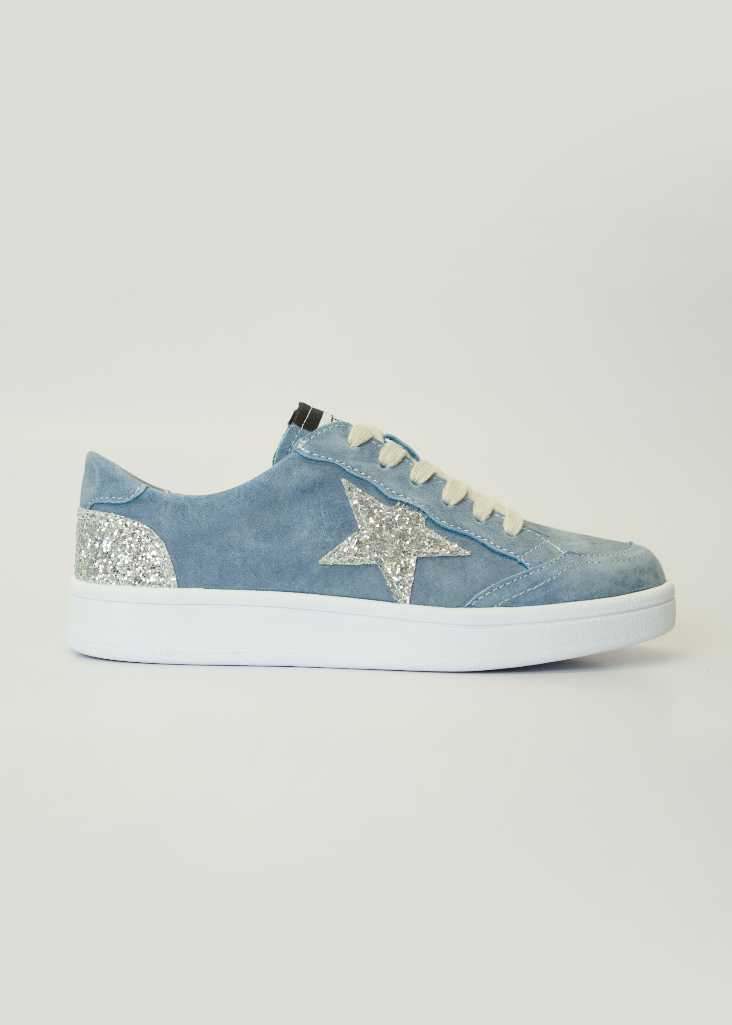 Mia Leather Sneaker In Light Blue