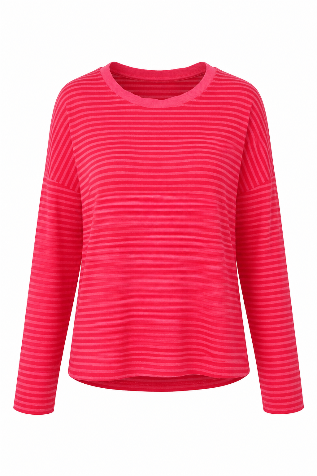 Bologna Italian Crew Neck Long Sleeved Striped Cotton Tee In Red