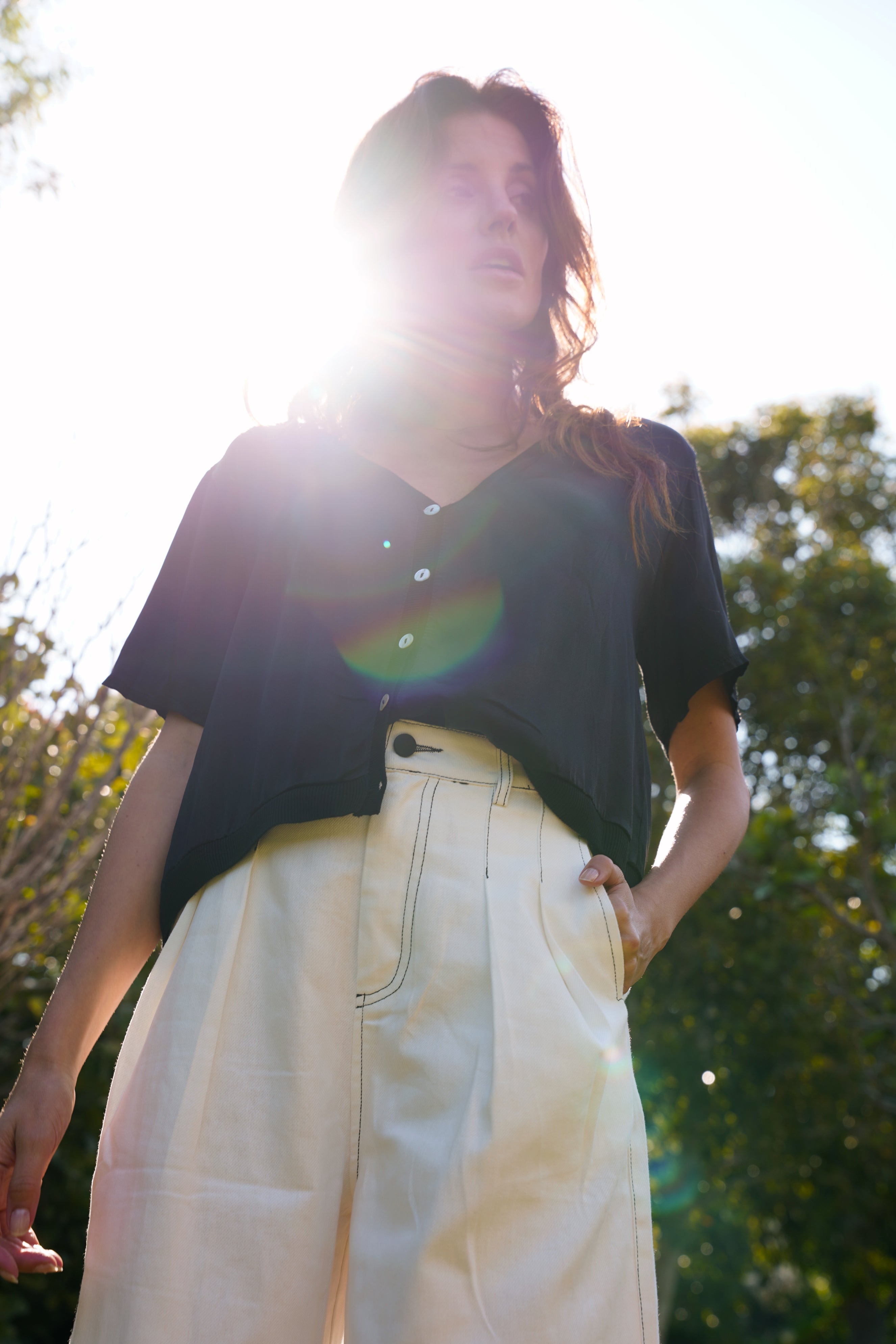 Charli Palazzo Jeans with front Pleats in White