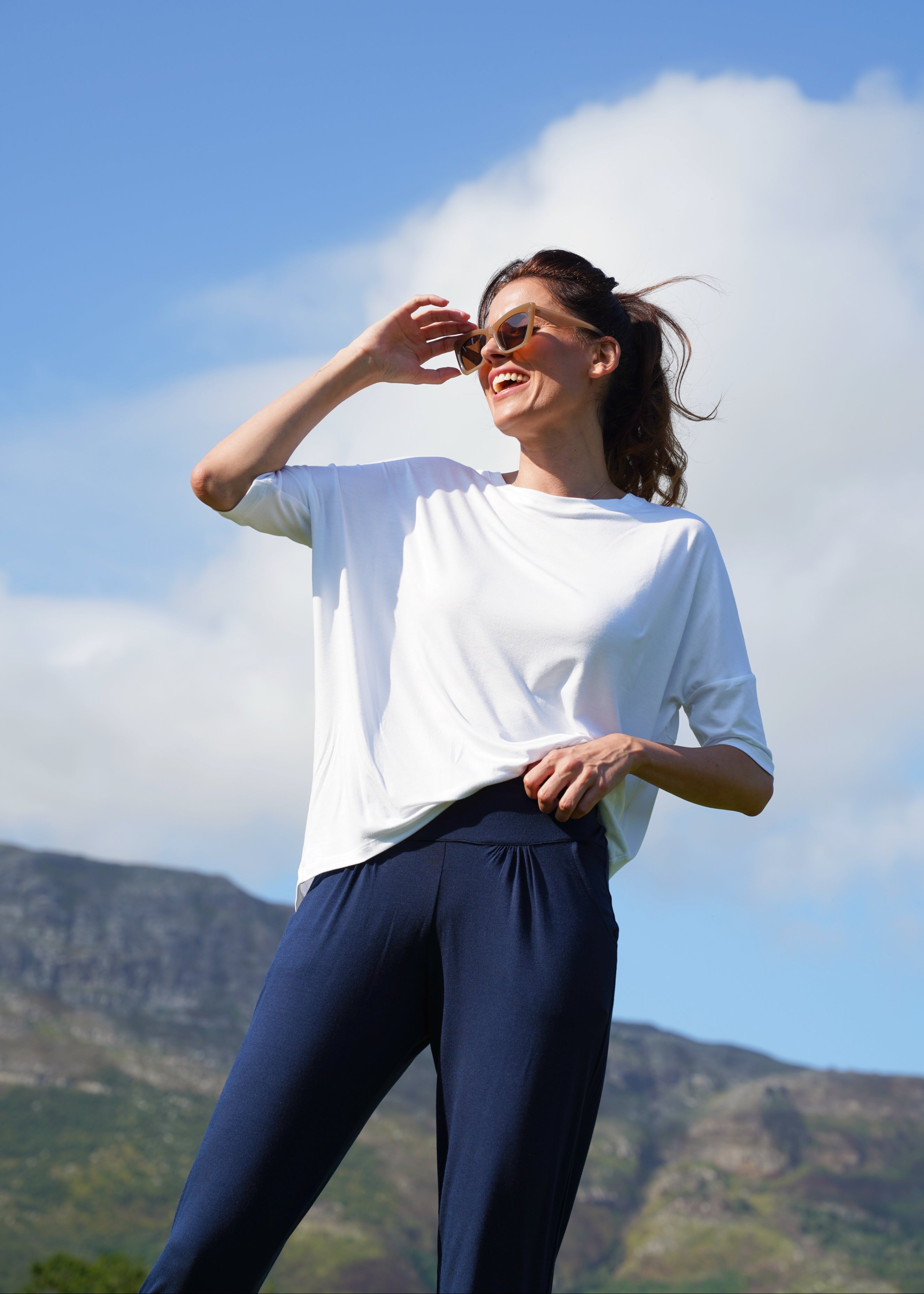 Classic Front Pleat Lounge Pants in Navy