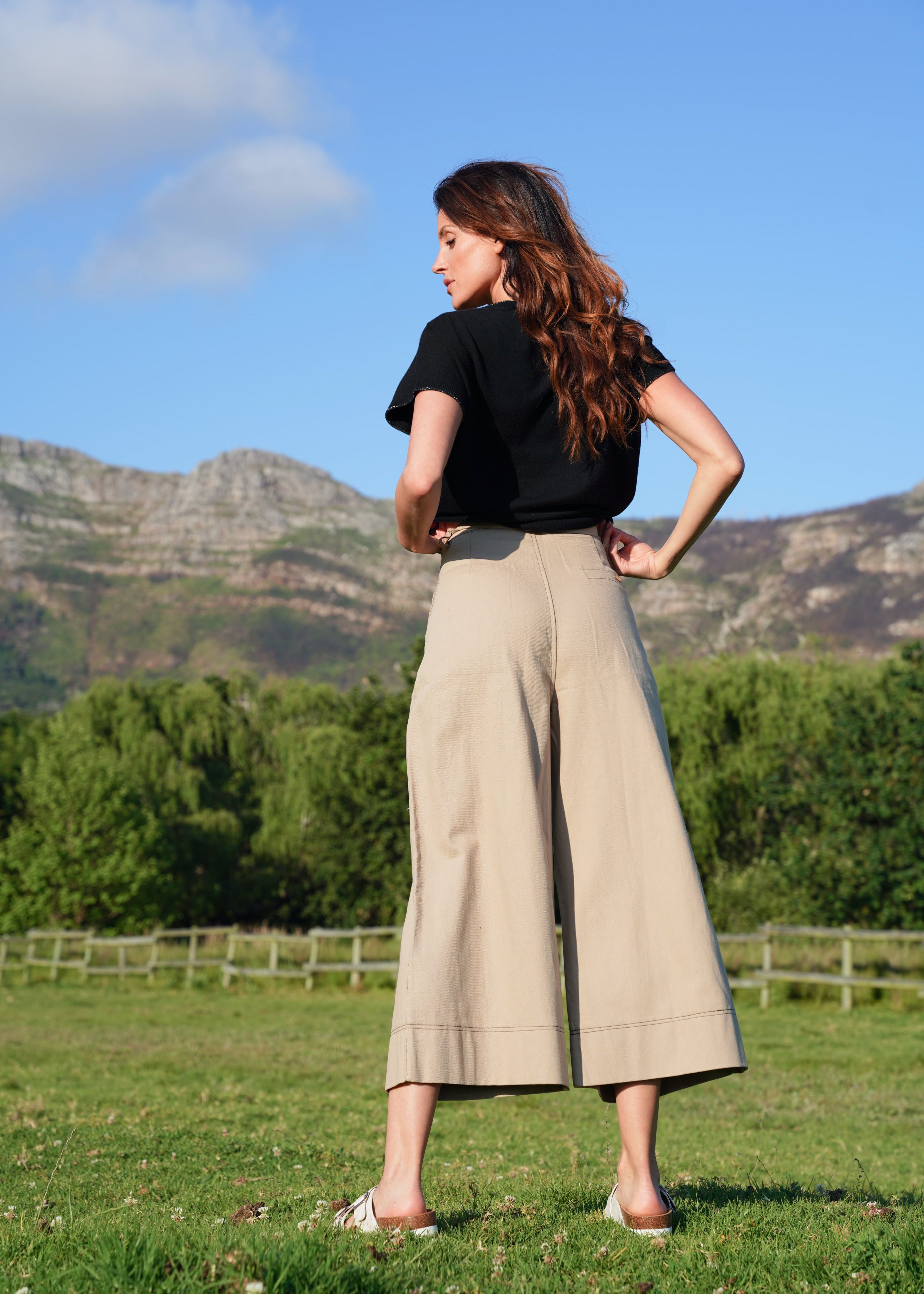 Charli Palazzo Trousers with front Pleats in Taupe