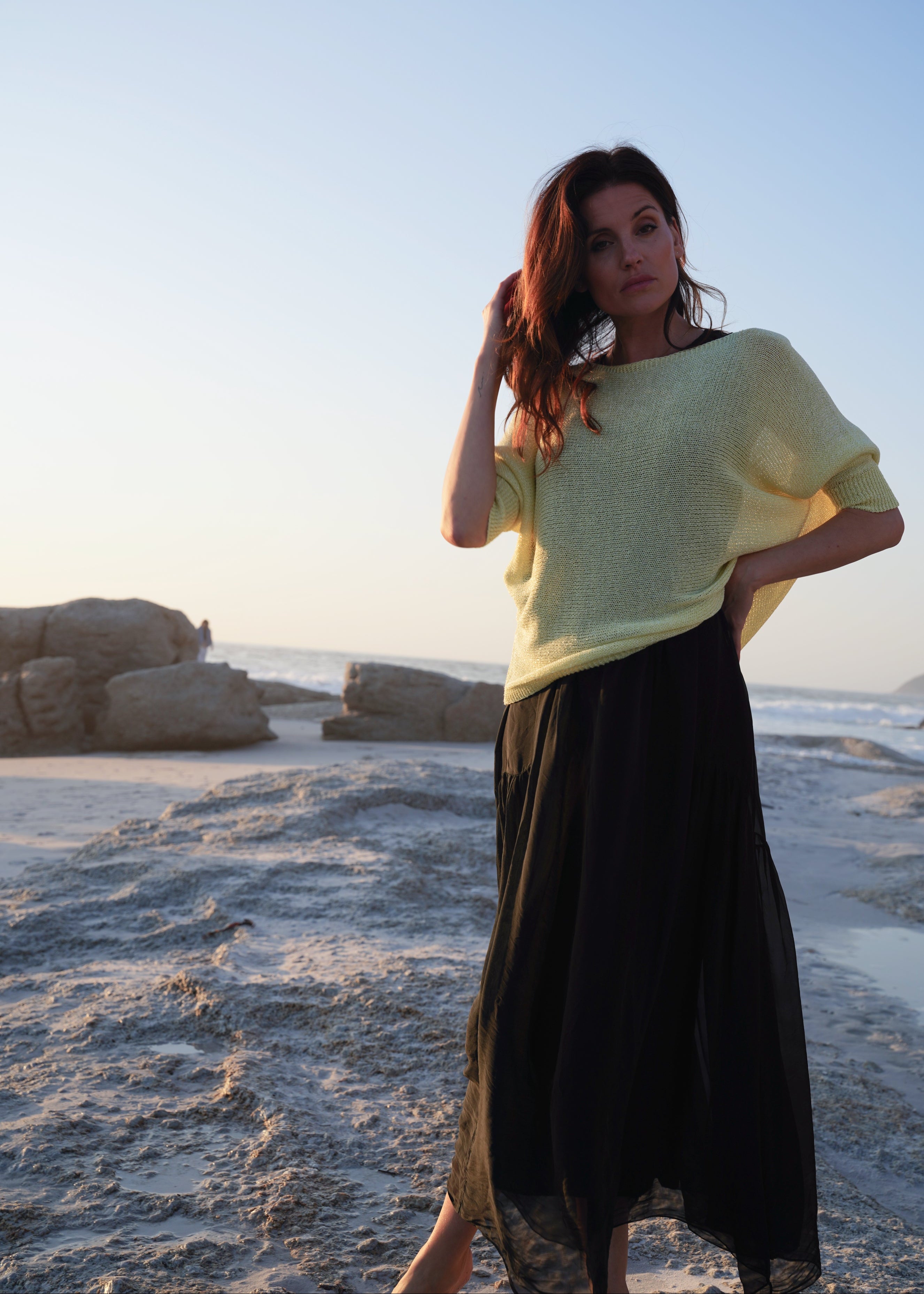 Sienna Italian Batwing Knit with Shimmer In Butter Yellow