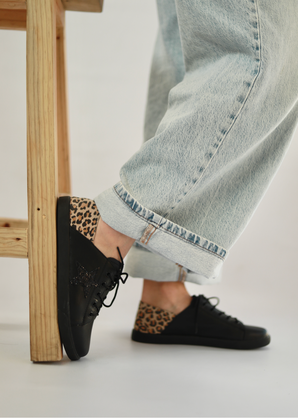 Vicki Animal Print Sneaker In Black