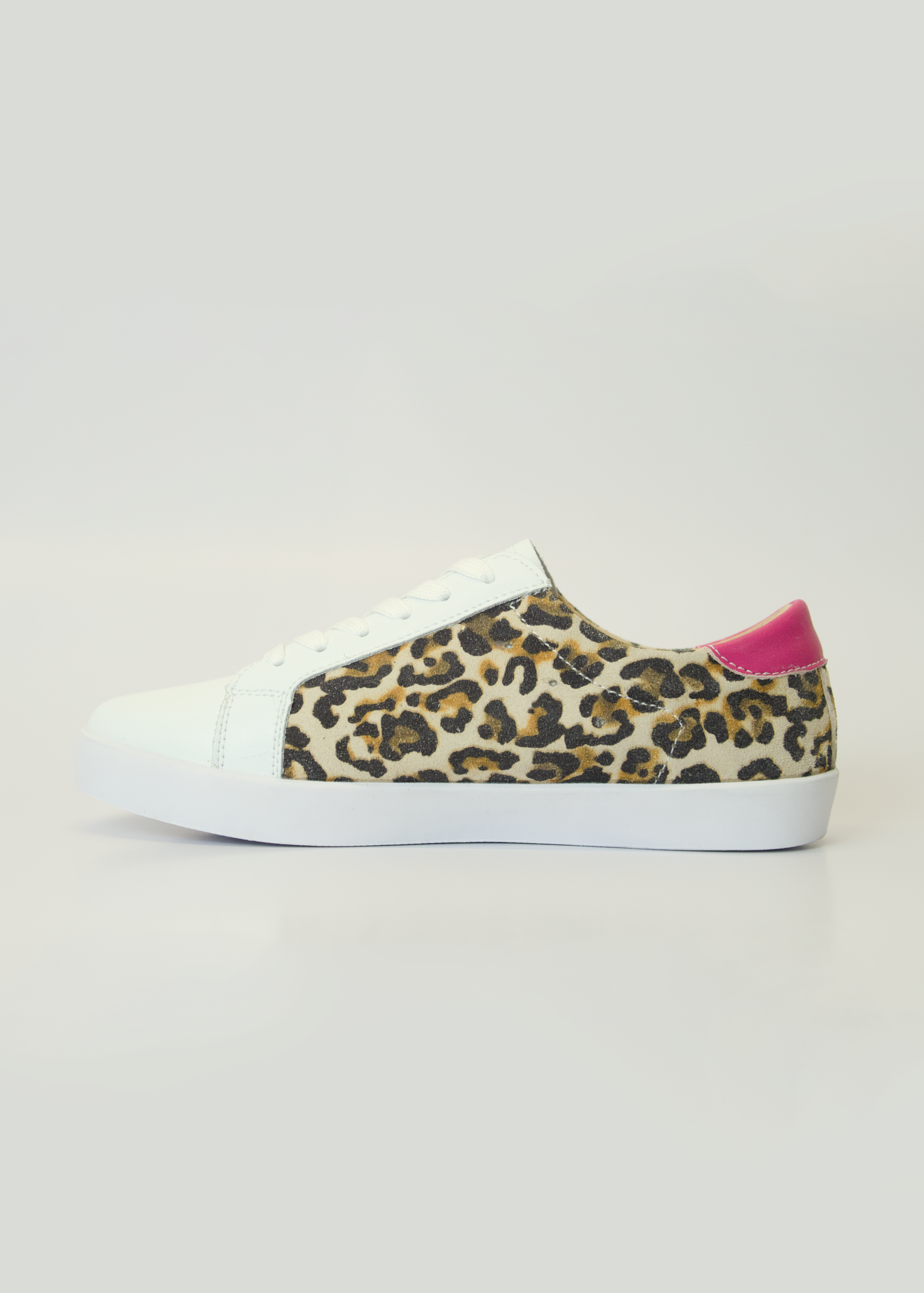 Sydney Leather Sneaker In Leopard And Pink Glitter